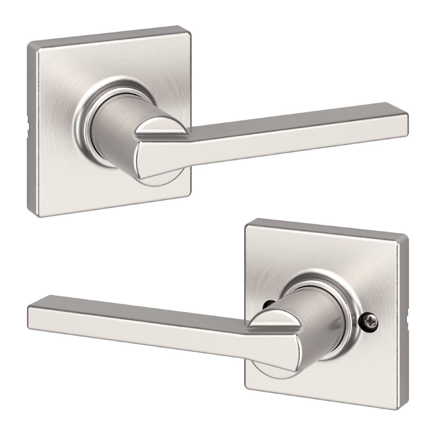 Kwikset Casey Square Passage Lever Doorknob Satin Nickel