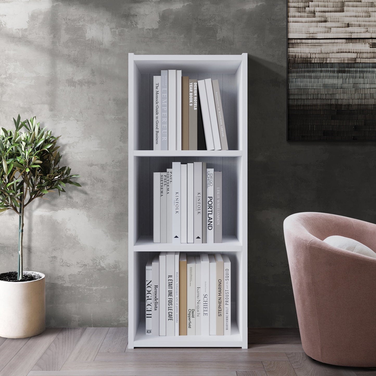 Castle Place Classic 3-Cube Open Shelf Wood Bookcase, White