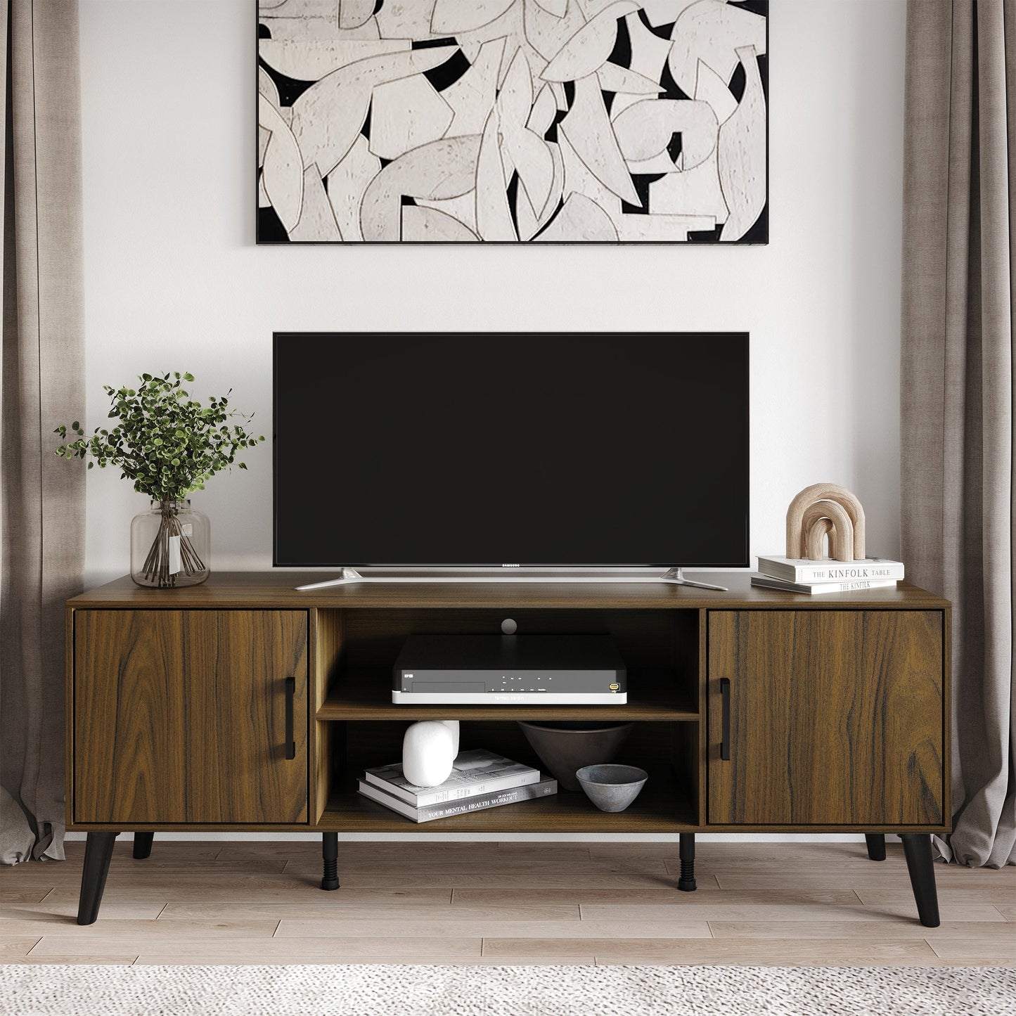 Castle Place Timeless TV Stand Console for TVs up to 65", Brown