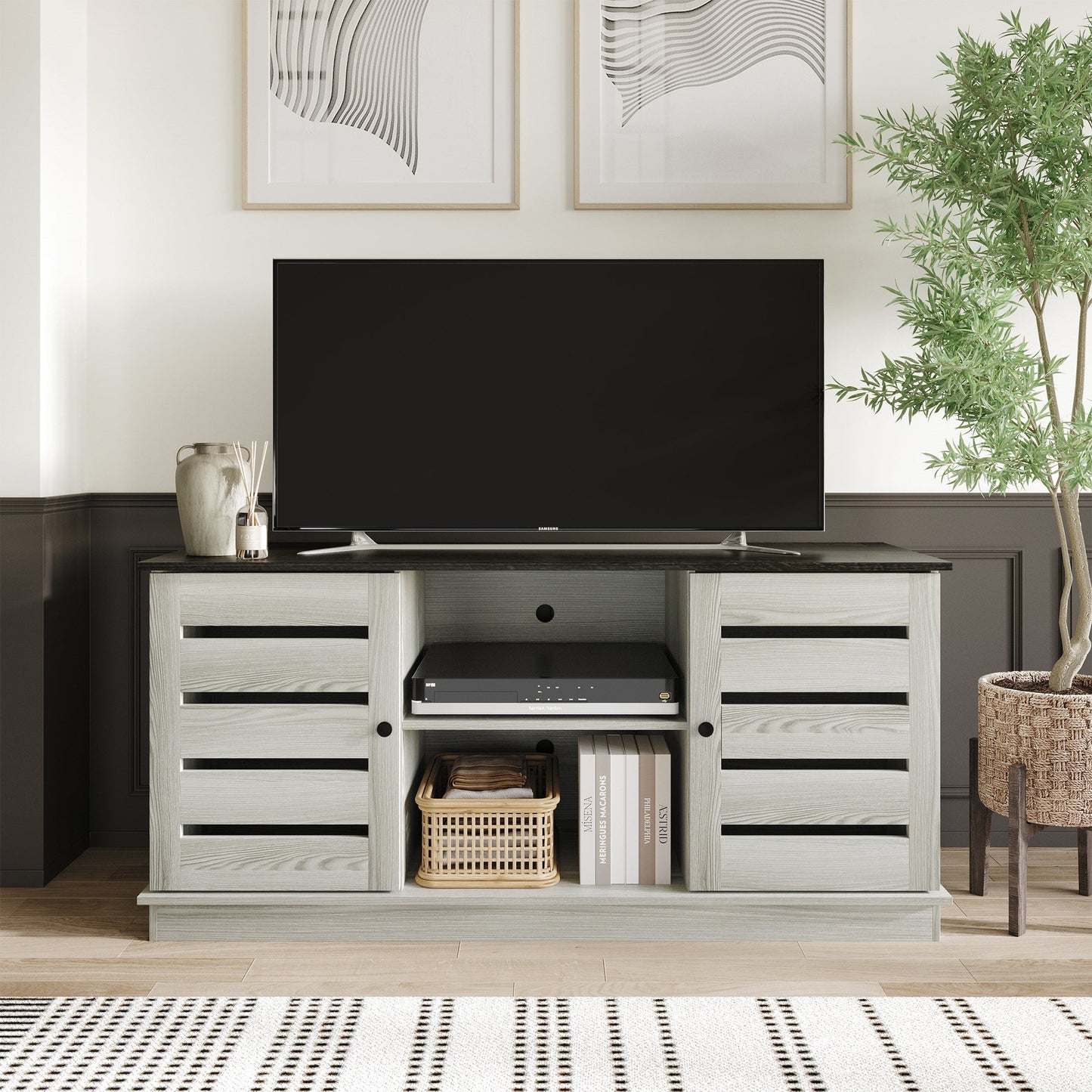 Castle Place Consola de Soporte para TV Vintage para TVs de hasta 50", Blanca