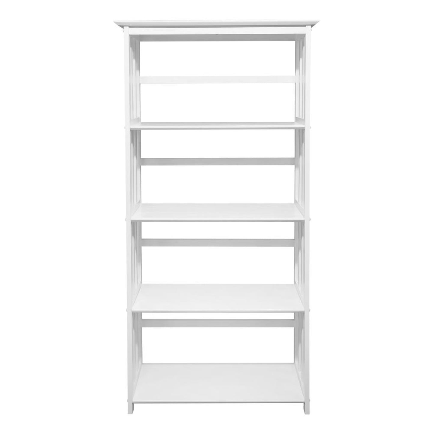 Mission Style 5-Shelf Bookcase - White