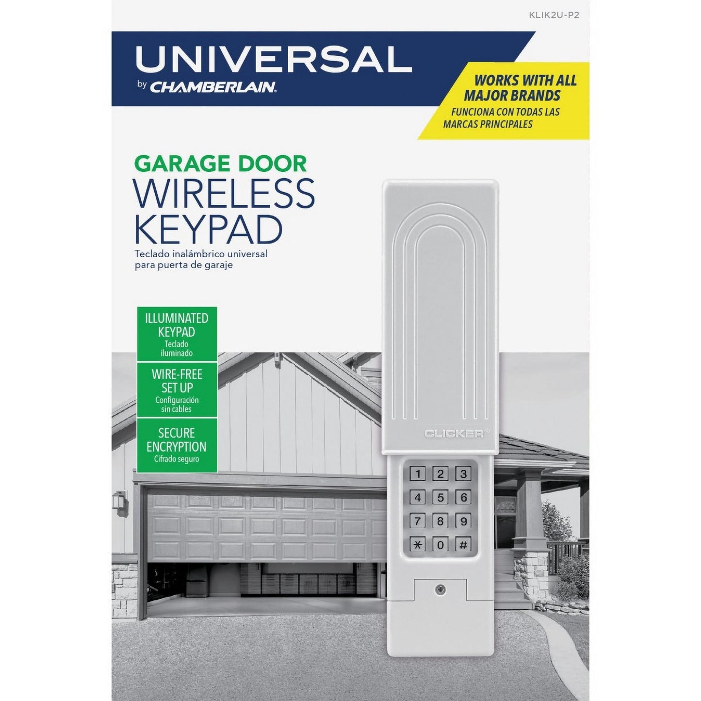 Chamberlain KLIK2U-P2 White Universal Garage Door Wireless Keypad