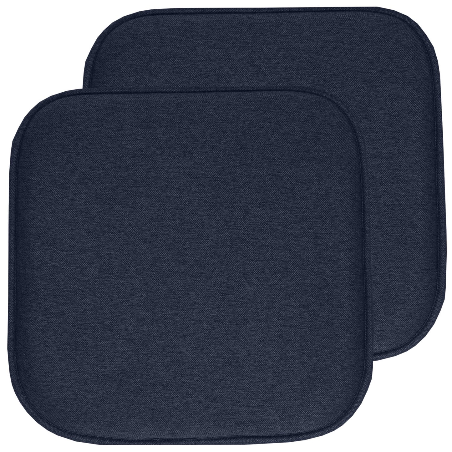 Charlotte Jacquard Cover Memory Foam Chair Pads 2 Pack Navy