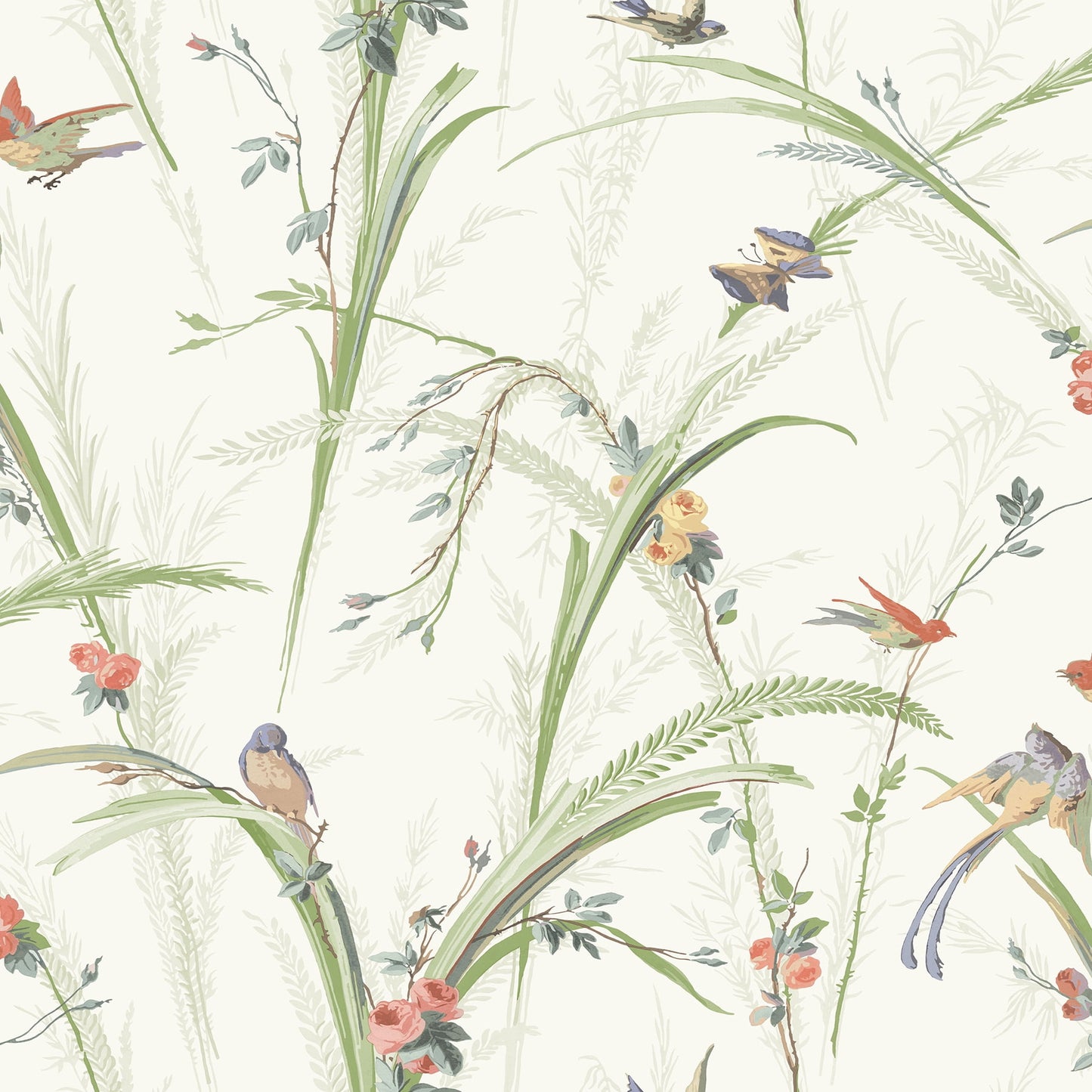 Chesapeake Meadowlark Papel Tapiz de Mezcla No Tejida Prepastado Botánico Verde Claro, 20.5 Pulgadas por 33 Pies, 56.4 Pies Cuadrados, 1 Unidad