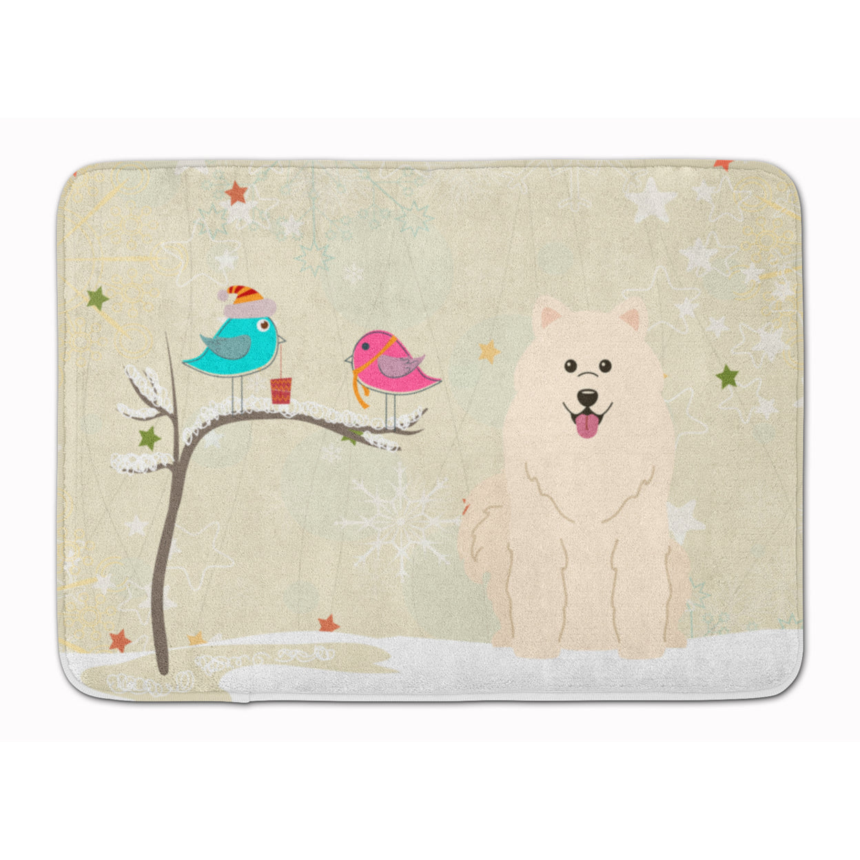 Christmas Presents Friends Samoyed Machine Washable Memory Foam Mat