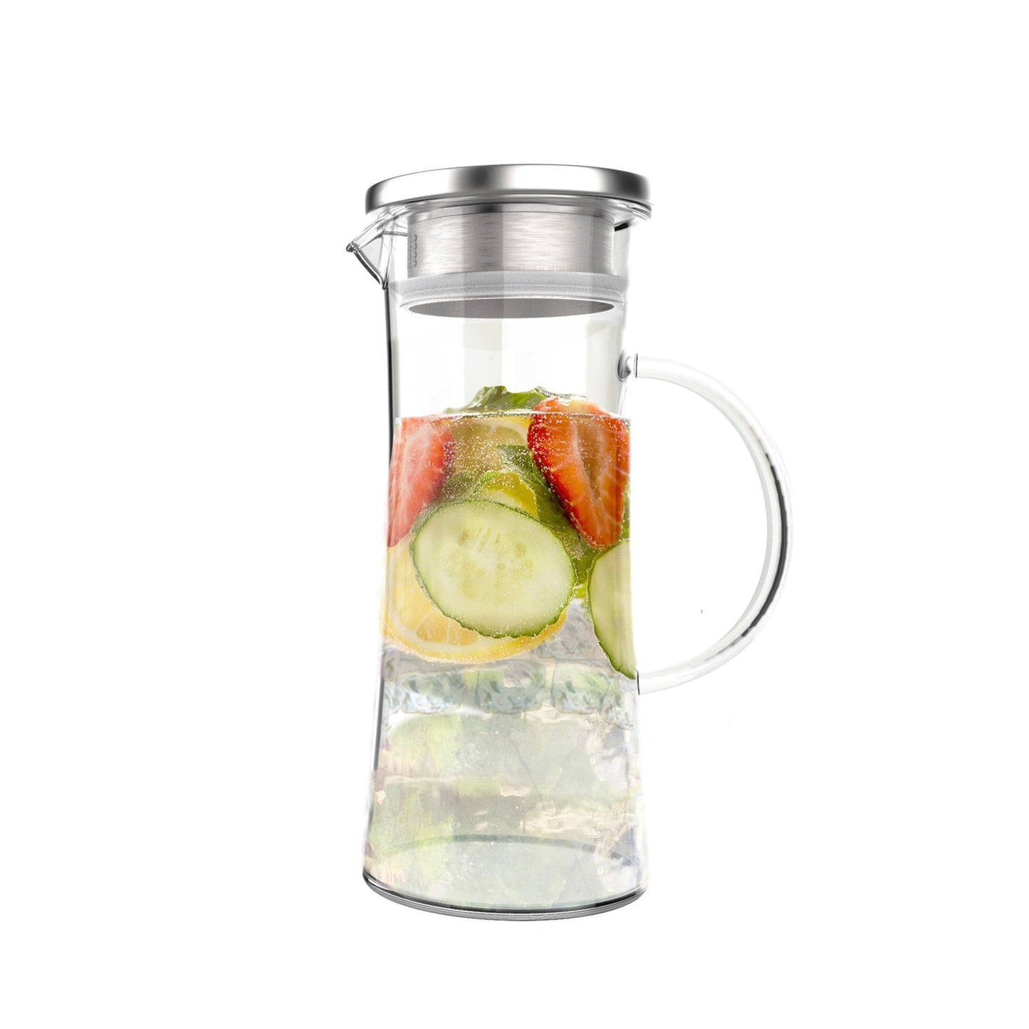 Classic Cuisine Glass Pitcher with Lid - Hot or Cold Brew Carafe (Clear)