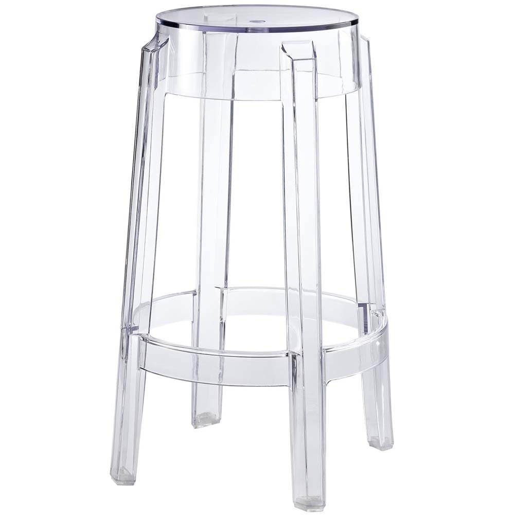 Modway Casper 26.5" Modern Style Plastic Counter Stool in Clear Finish