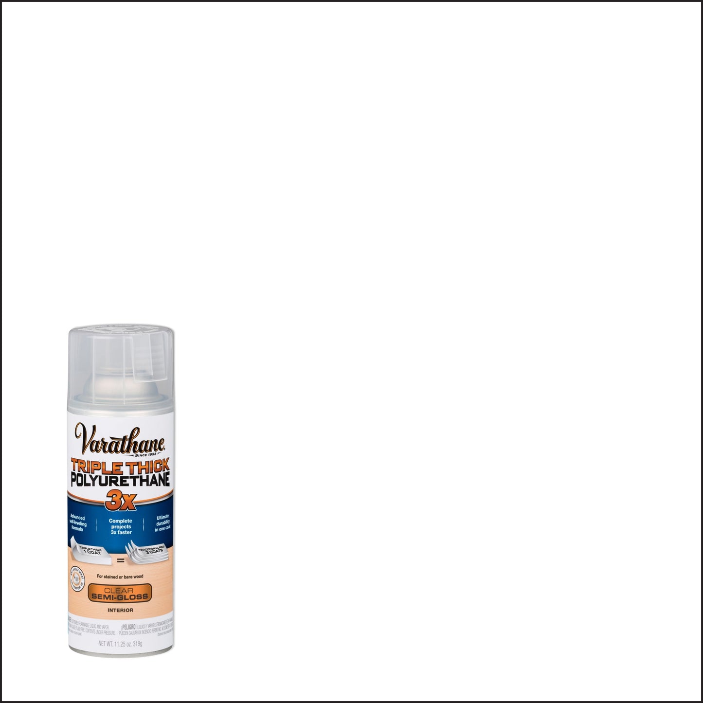 6 Pack, Clear, Varathane Triple Thick Semi-Gloss Polyurethane-318291, 11.25 oz Spray