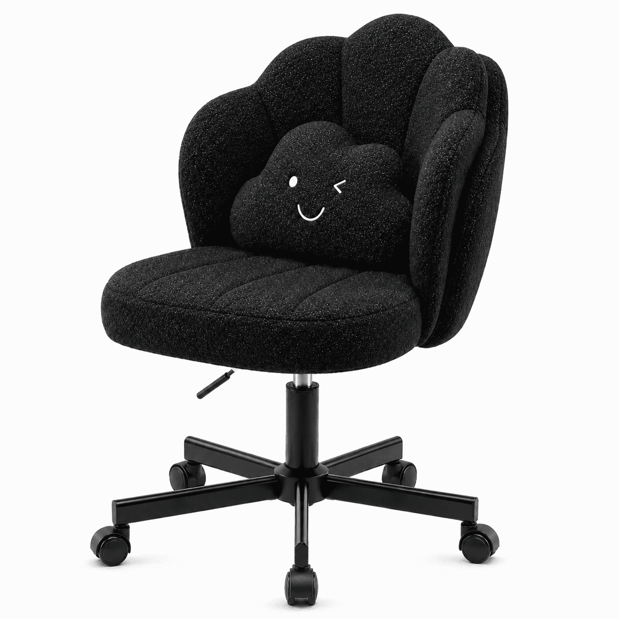 CloudRest Pro Vanity Desk Chair ,18.5" Extra Wide Seat Height Adjustable Furry Desk Chair with Cloud Pillow for Living Room & Bedroom,