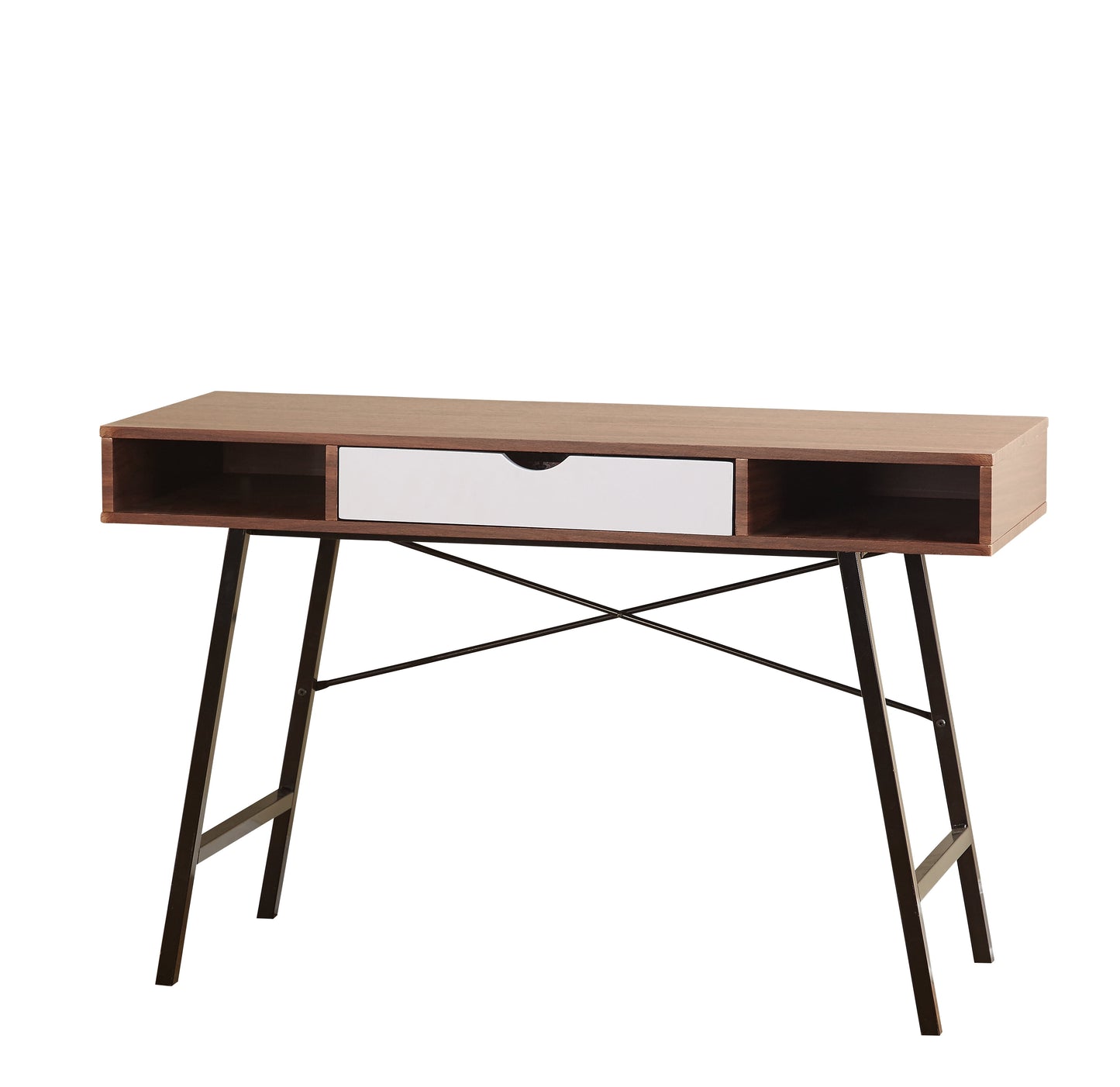 Coaster Company Edison Writing Laptop Desk with Storage and Metal Legs, Espresso/White/Black