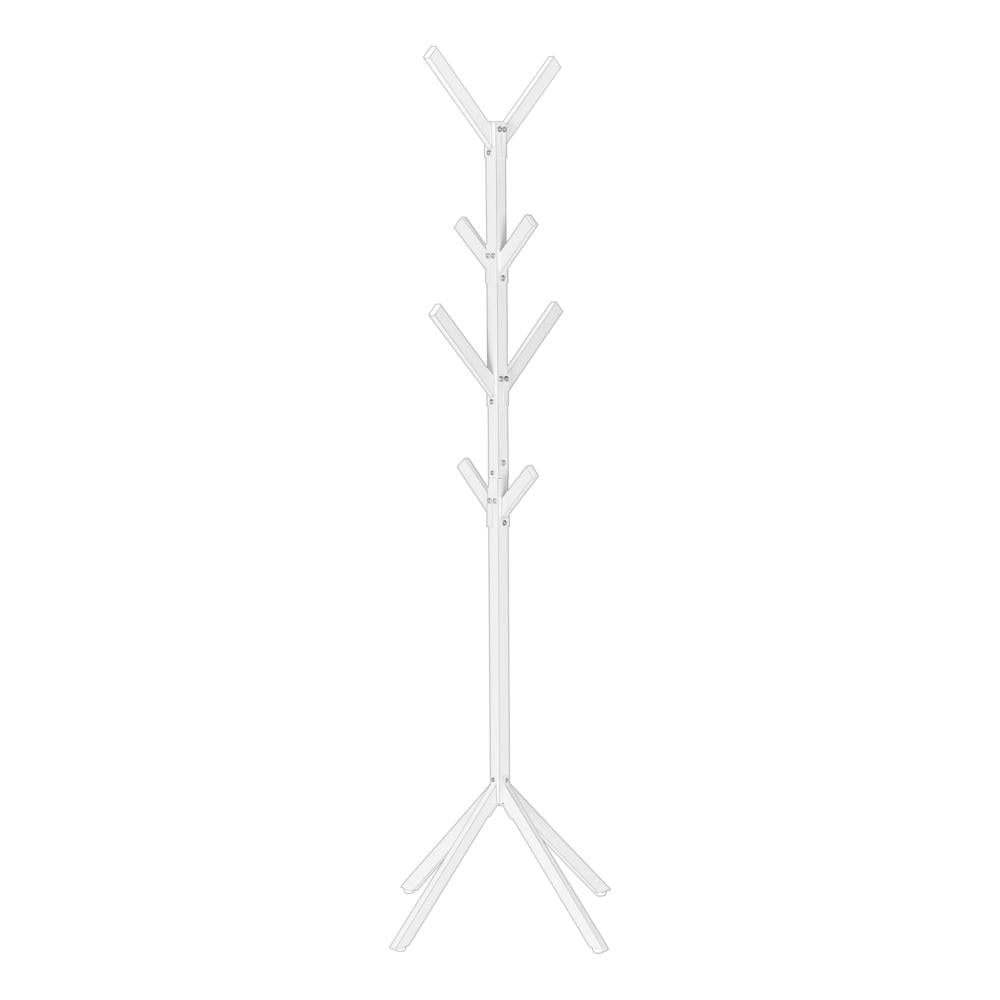 Coat Rack Hall Tree 8 Hooks Entryway 70"H Bedroom Metal Grey