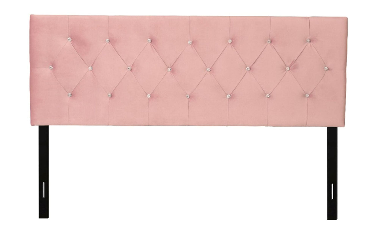 Home Design Concetta Queen Adjustable Tufted Headboard, Pink Velvet with Diamond Button Tufting, Modern Bedroom Furniture