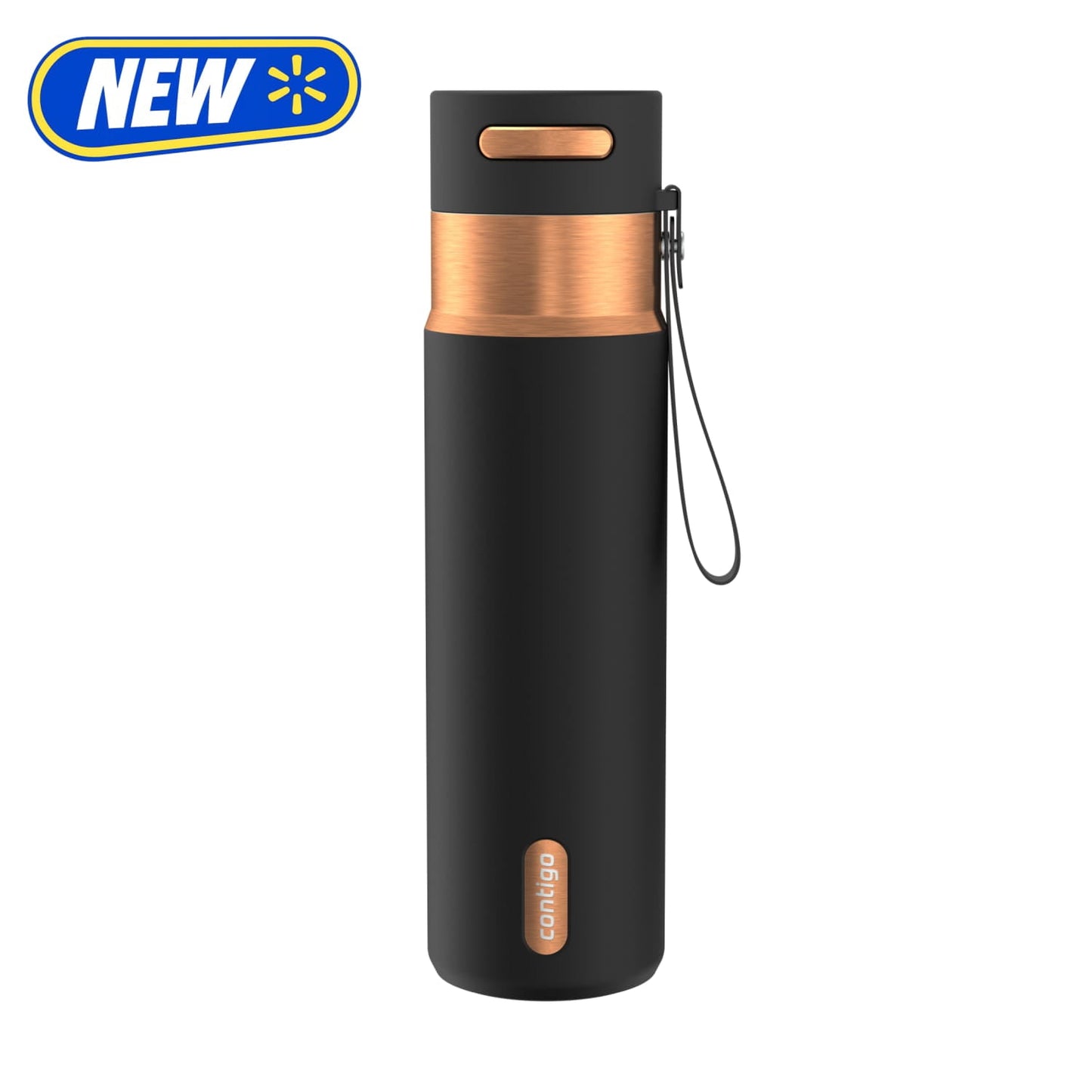 Contigo 24 oz Stainless Steel Leak-Proof Insulated Water Bottle with Carry Strap, Black/Bronze