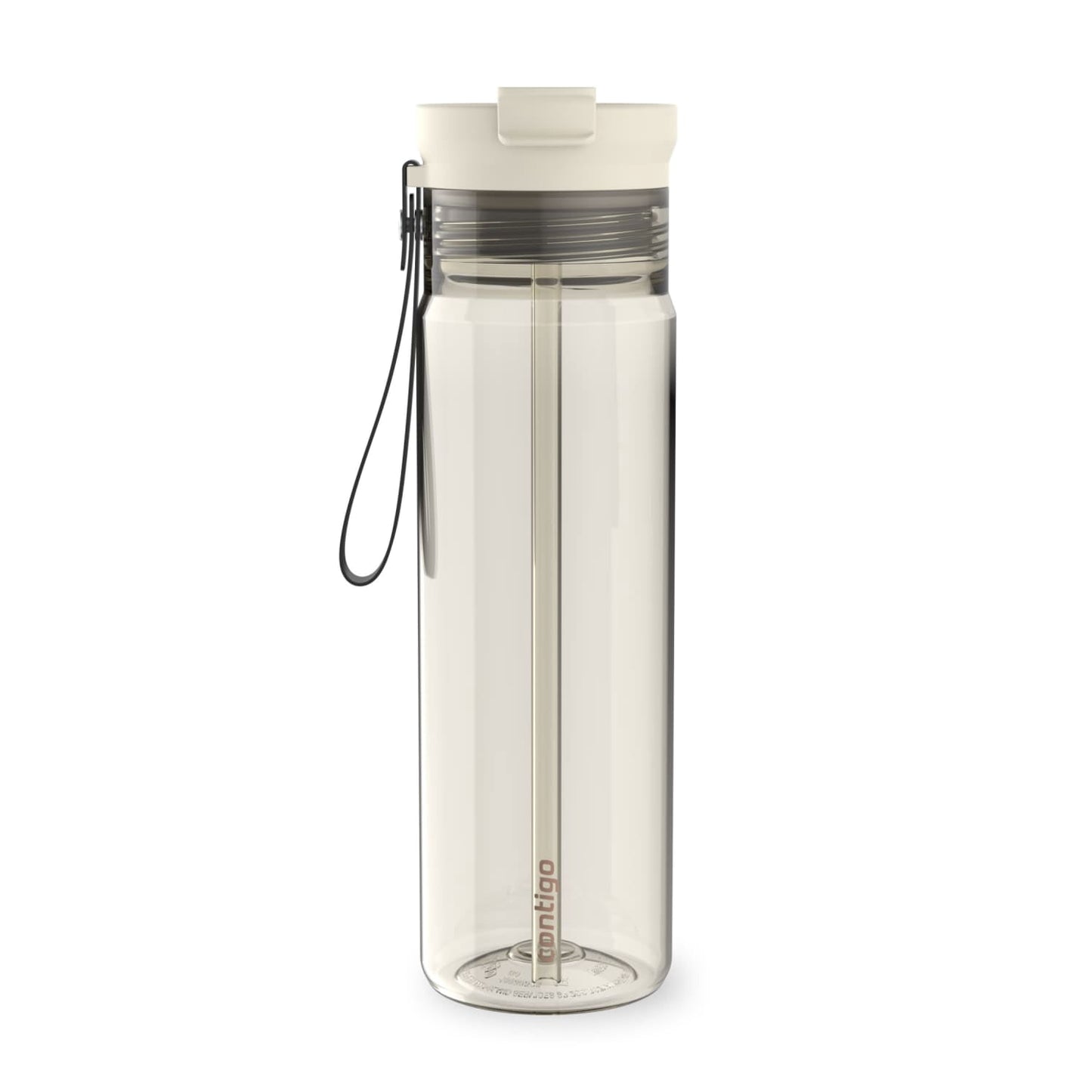 Contigo 28 oz Plastic Water Bottle Tumbler with Straw – DualSip Leak-Proof Reusable Water Bottle, Spill-Proof for Bags, Carry Strap, Black/Clear