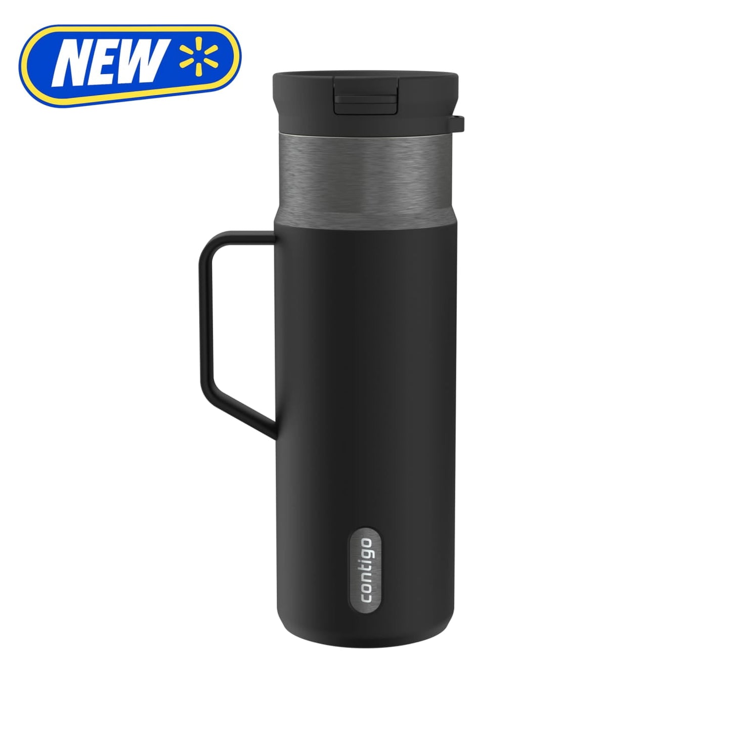 Contigo 20 oz Stainless Steel Travel Mug Tumbler – Leak-Proof Insulated Coffee Mug, Keeps Drinks Hot, Side Handle, Black/Silver
