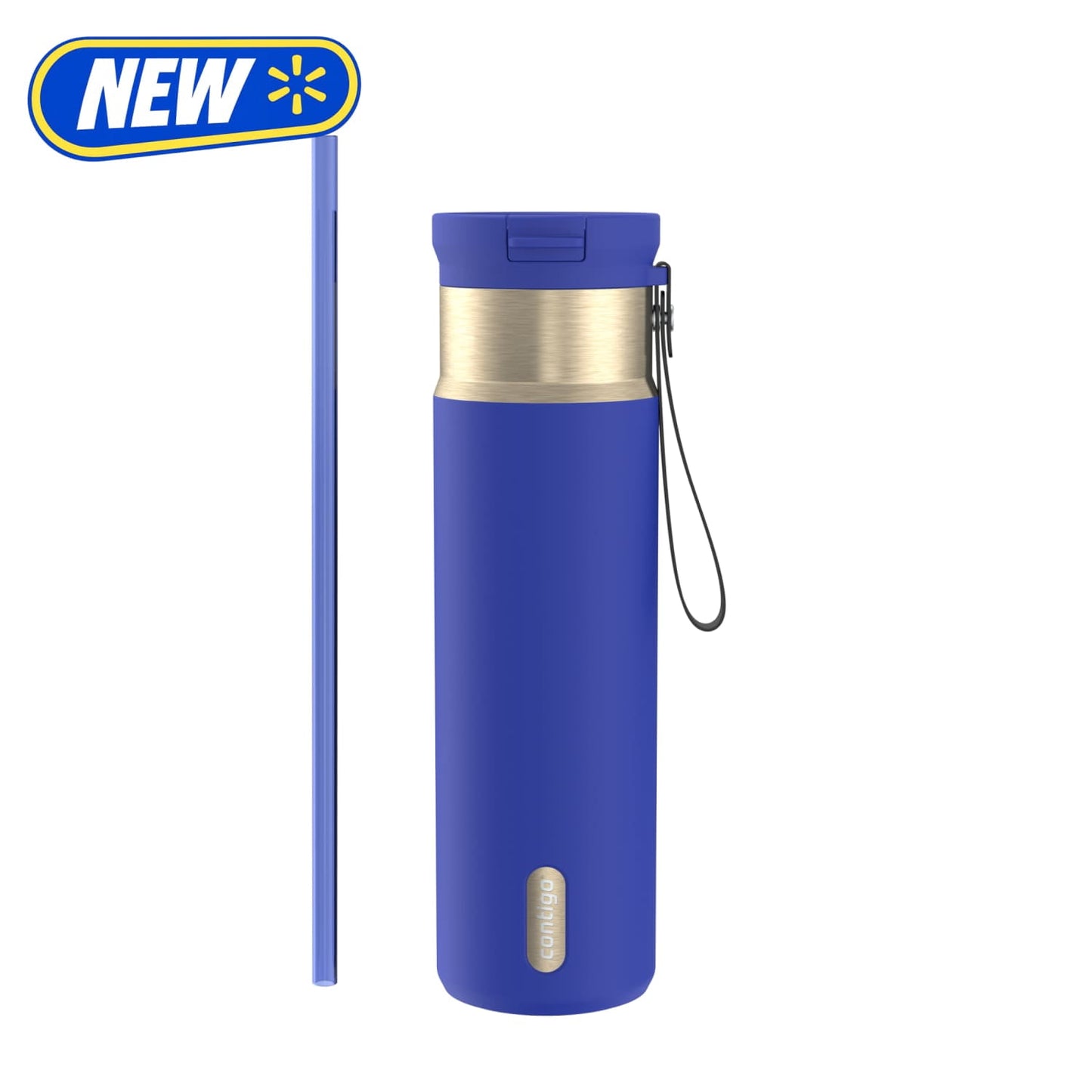 Contigo SnapSeal 24 oz Leakproof Stainless Steel Water Bottle with Carrying Strap and Reusable Straw