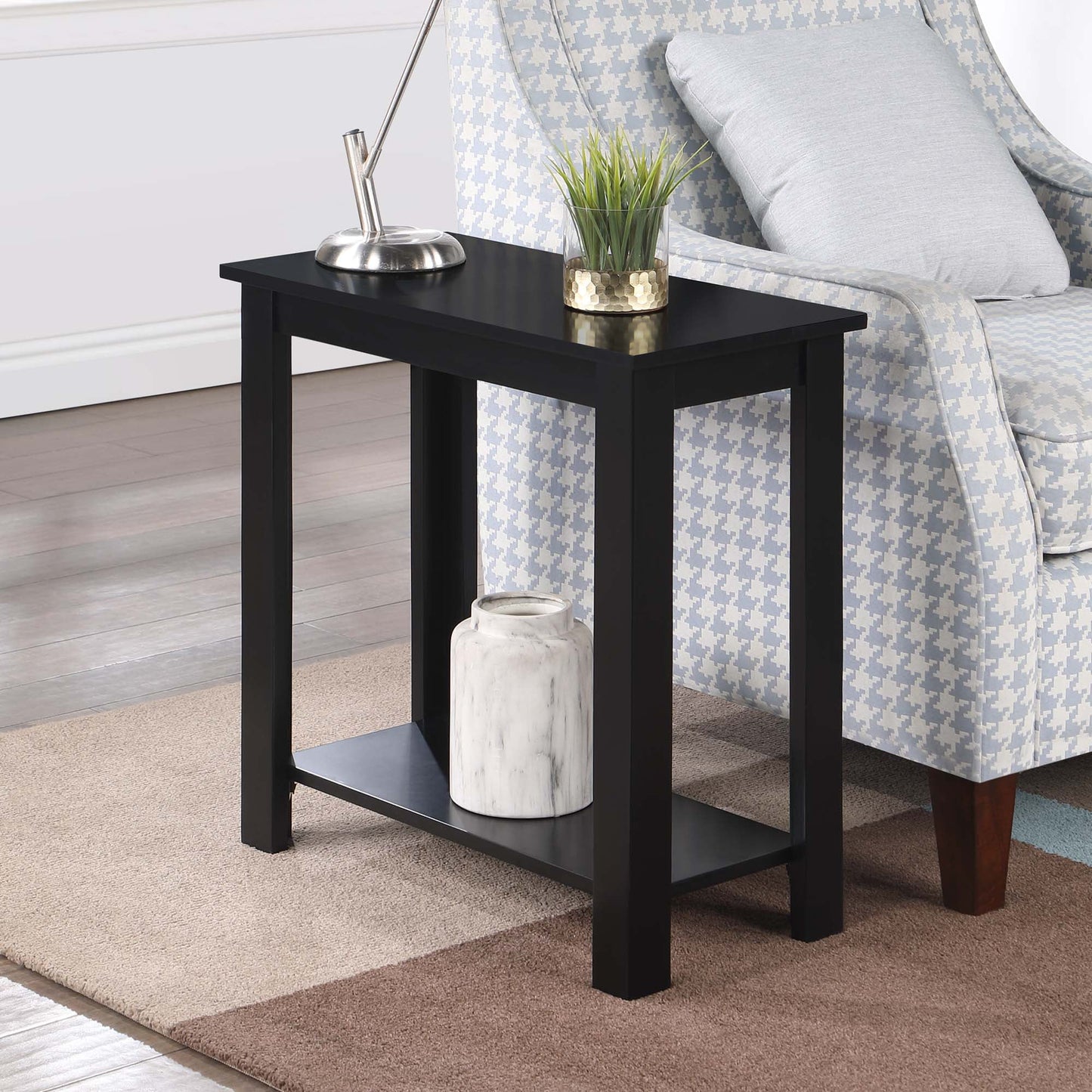 Convenience Concepts Designs2Go Baja Chairside End Table with Shelf, Dusty Blue