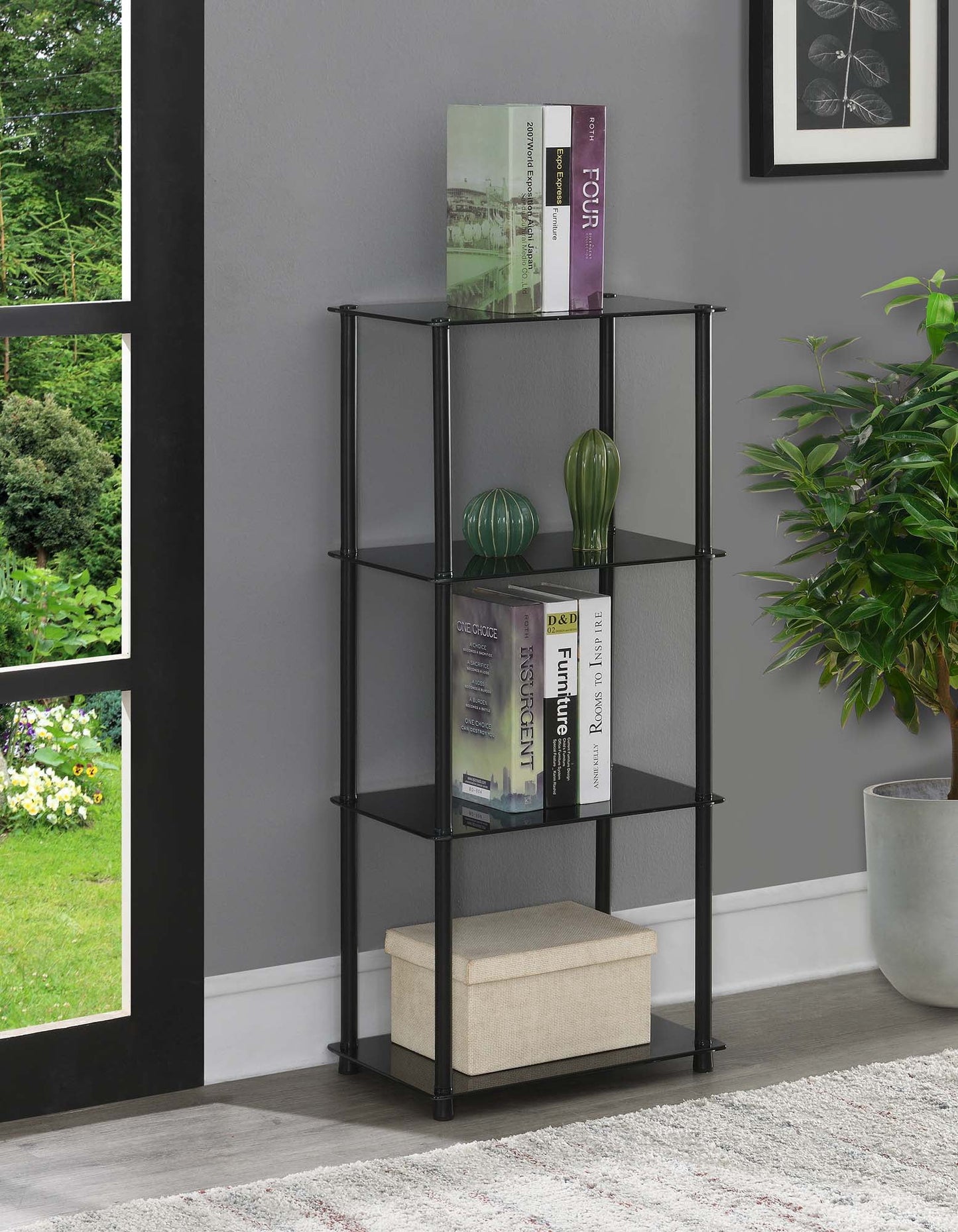 Convenience Concepts Designs2Go Classic Glass 4 Tier Tower, Multiple Finishes