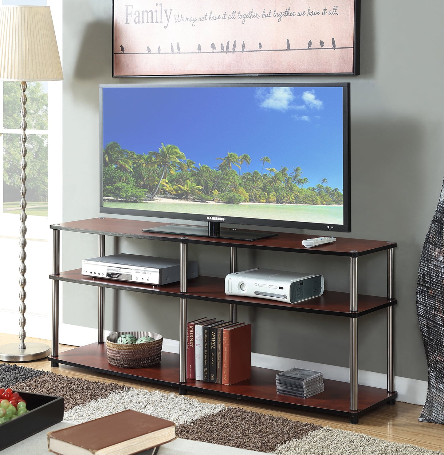 Convenience Concepts Designs2Go No Tools 3 Tier 60" TV Stand, Multiple Colors