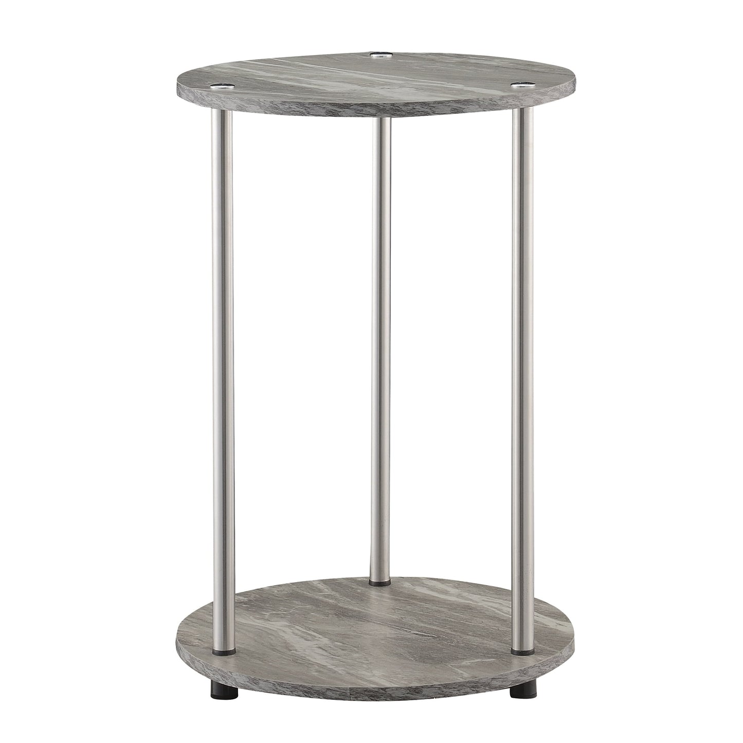 Designs2Go No Tools 2 Tier Round End Table, Gray