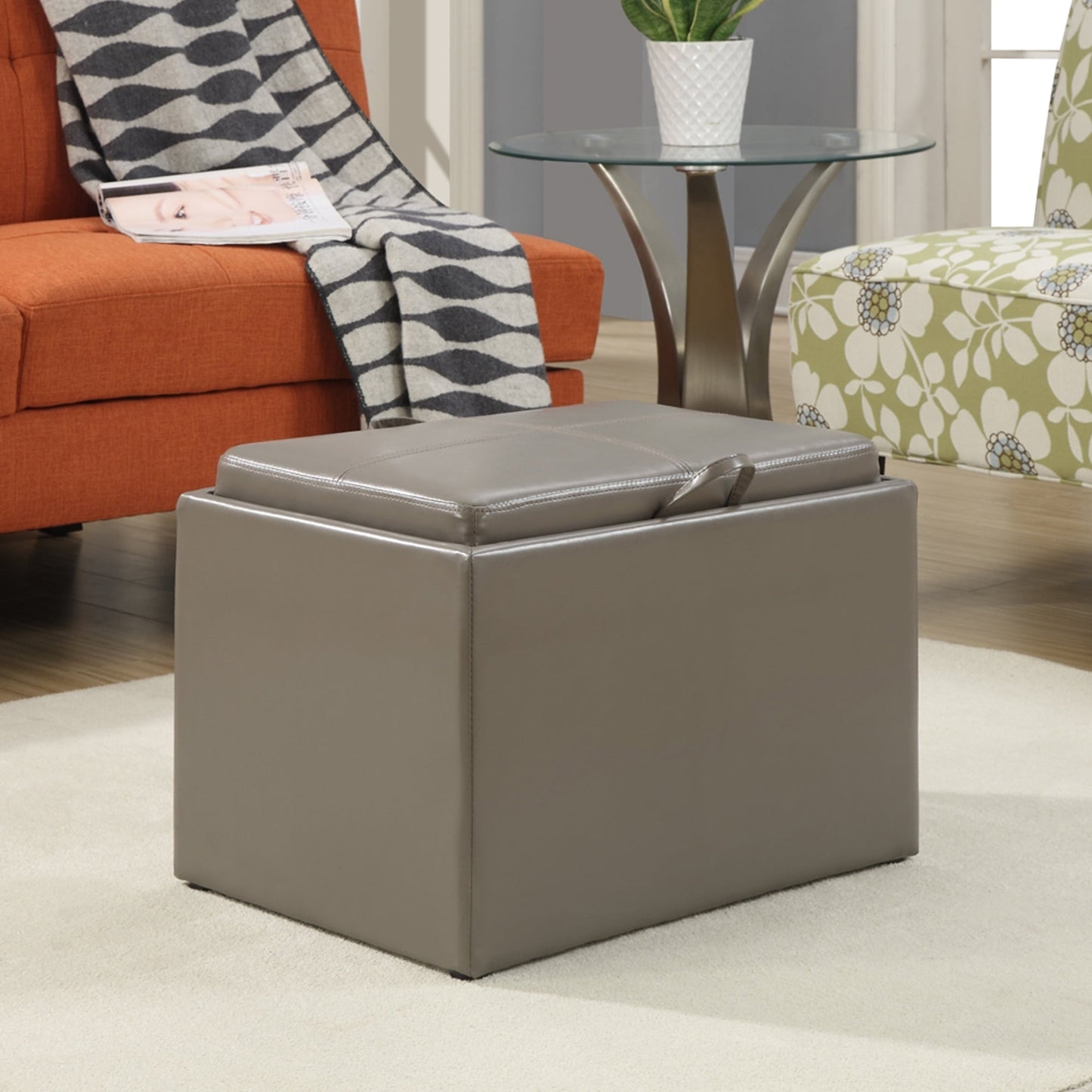 Designs4Comfort Accent Storage Ottoman, Gray
