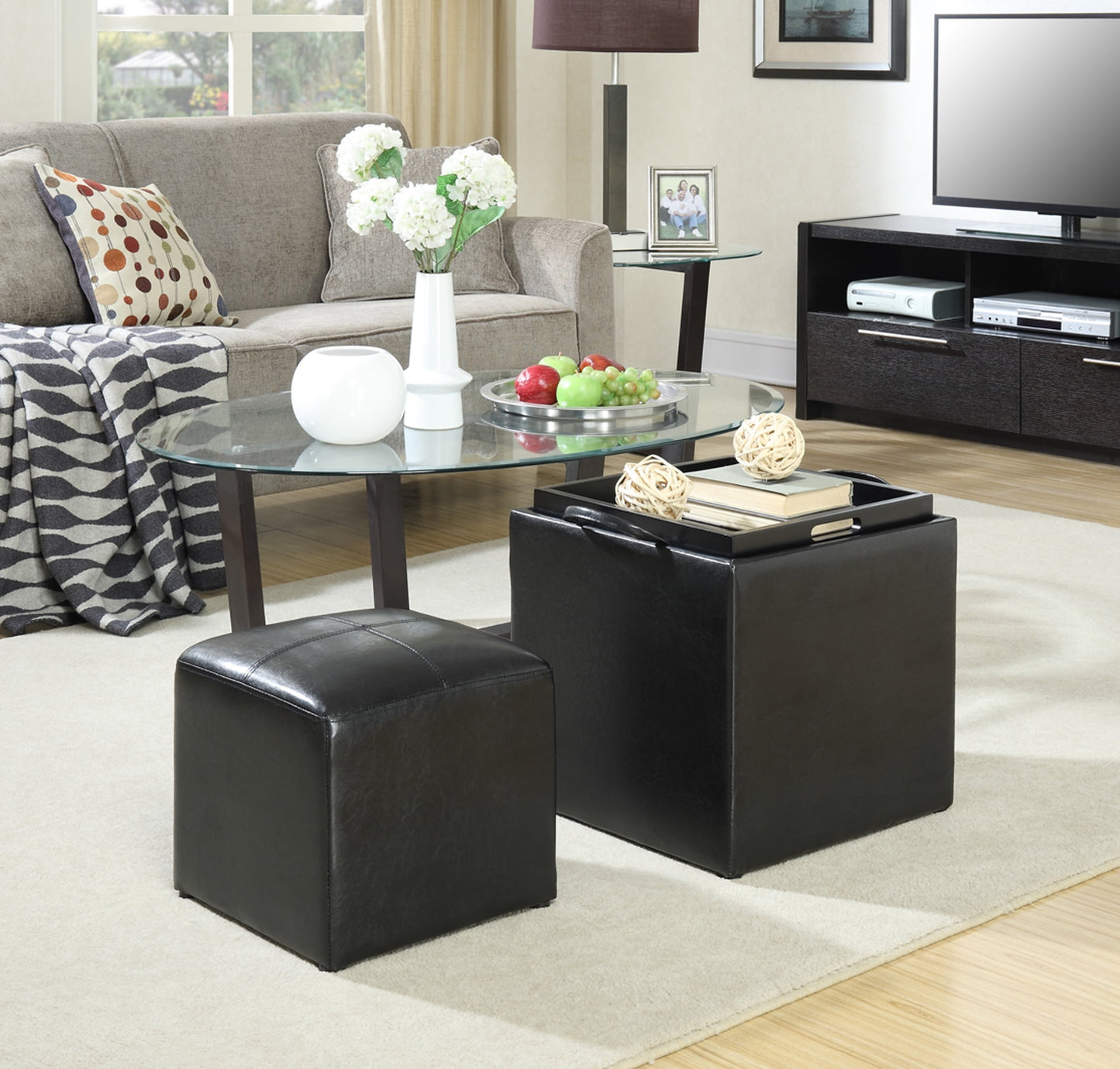 Convenience Concepts Designs4Comfort Park Avenue Single Ottoman with Stool , Multiple Finishes