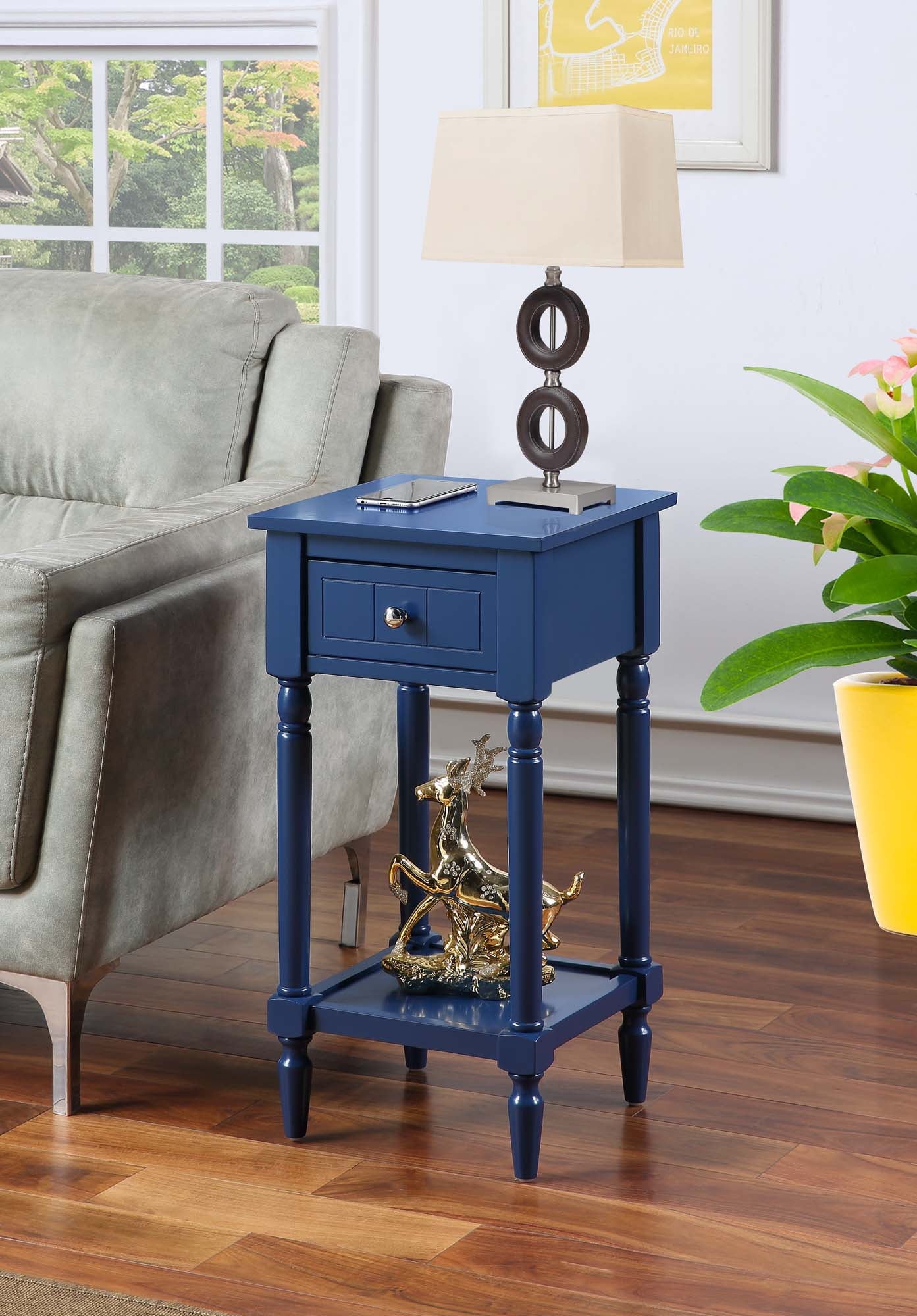 Convenience Concepts French Country Khloe 1 Drawer Accent Table with Shelf, Wirebrush Dark Gray