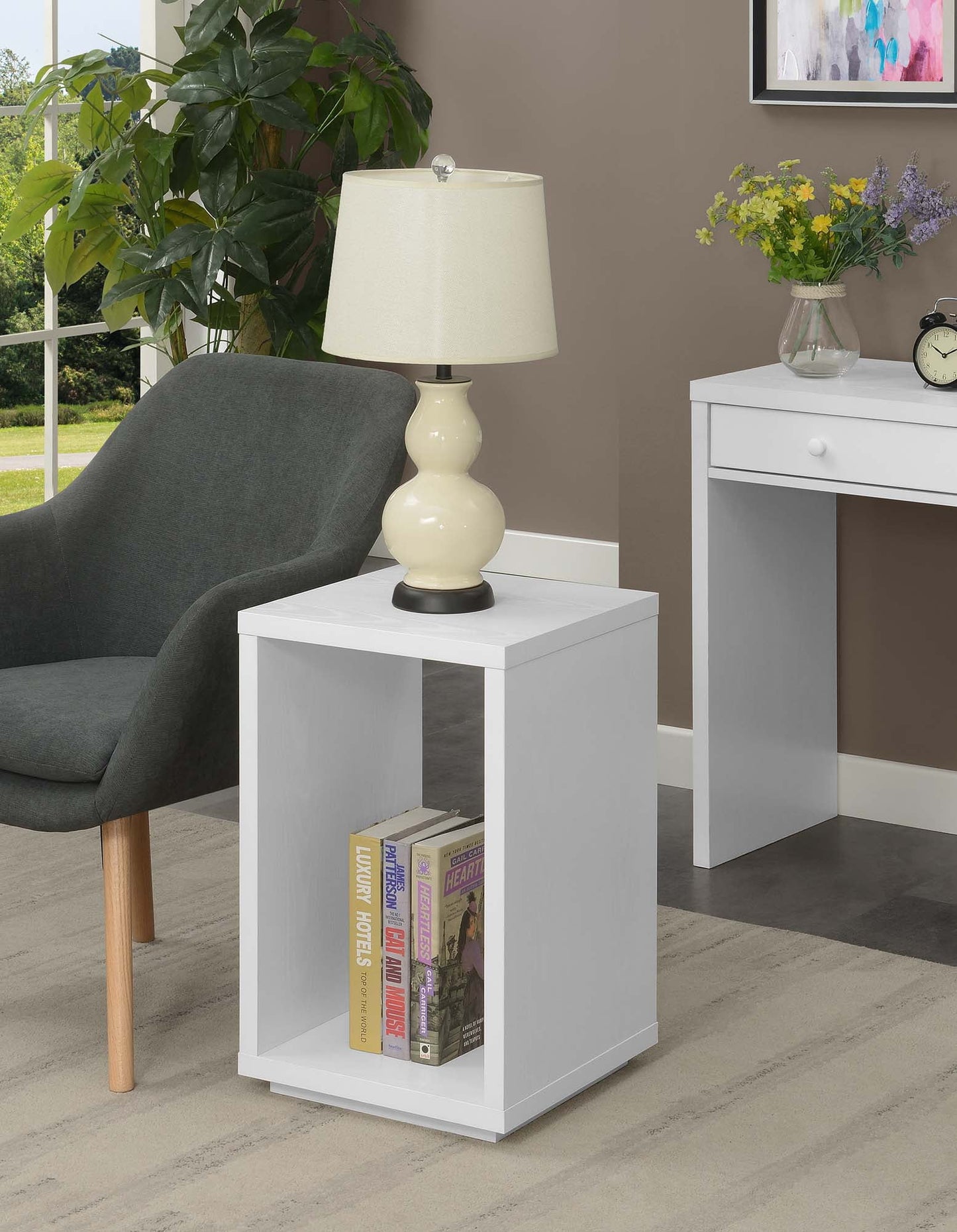 Convenience Concepts Northfield Admiral End Table with Shelf, White