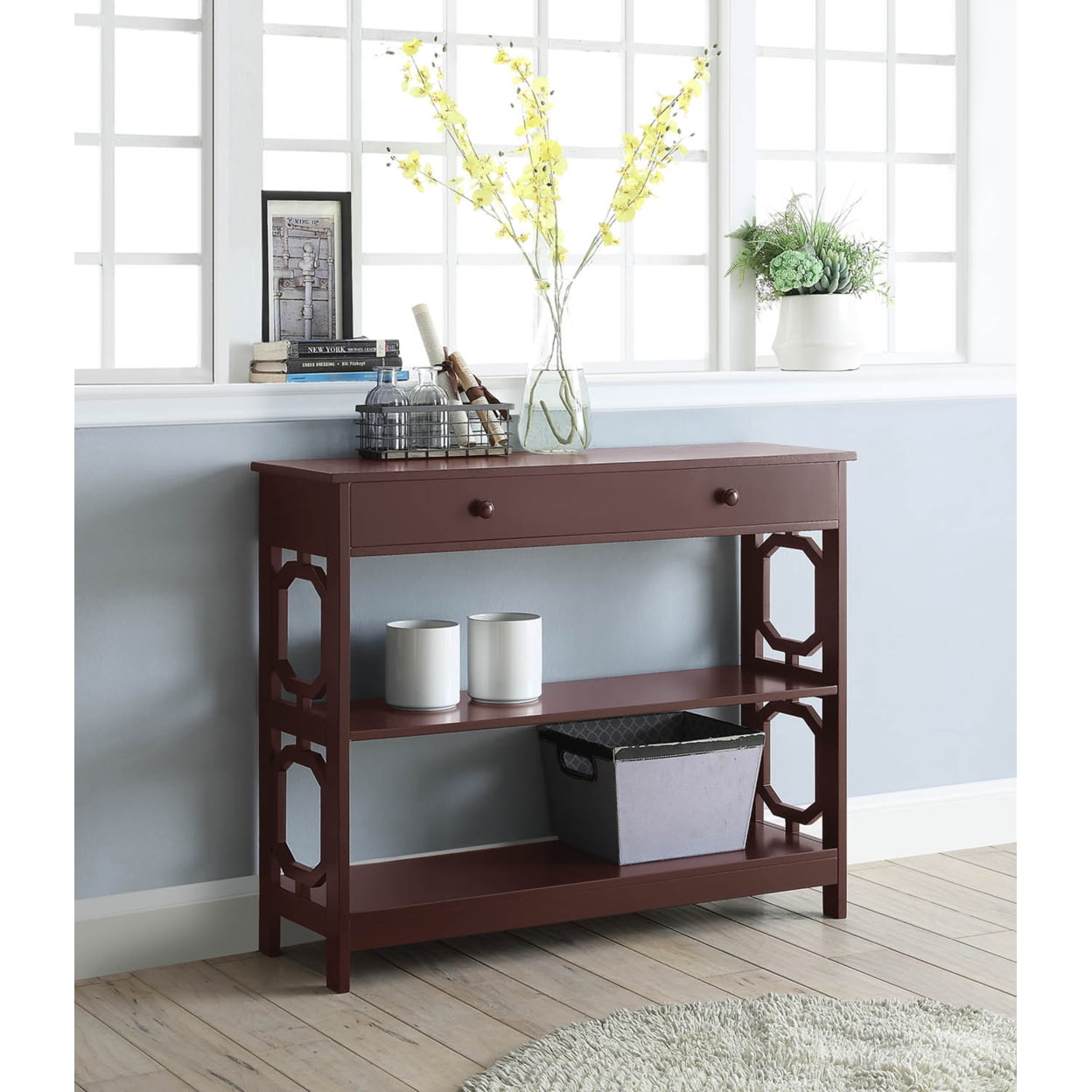 Convenience Concepts Omega Storage Console Table in Espresso Wood Finish