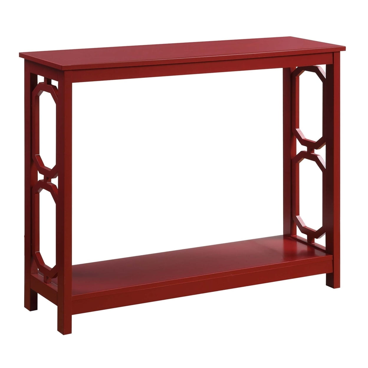 Convenience Concepts Omega Console Table in Cranberry Red Wood Finish