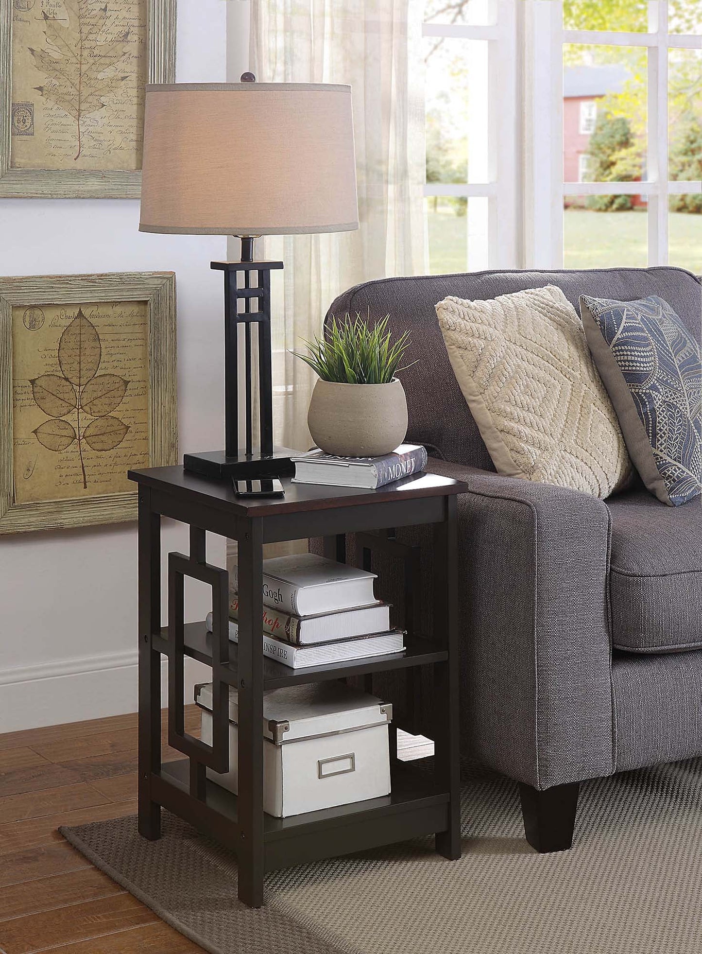 Convenience Concepts Town Square End Table with Shelves, Espresso