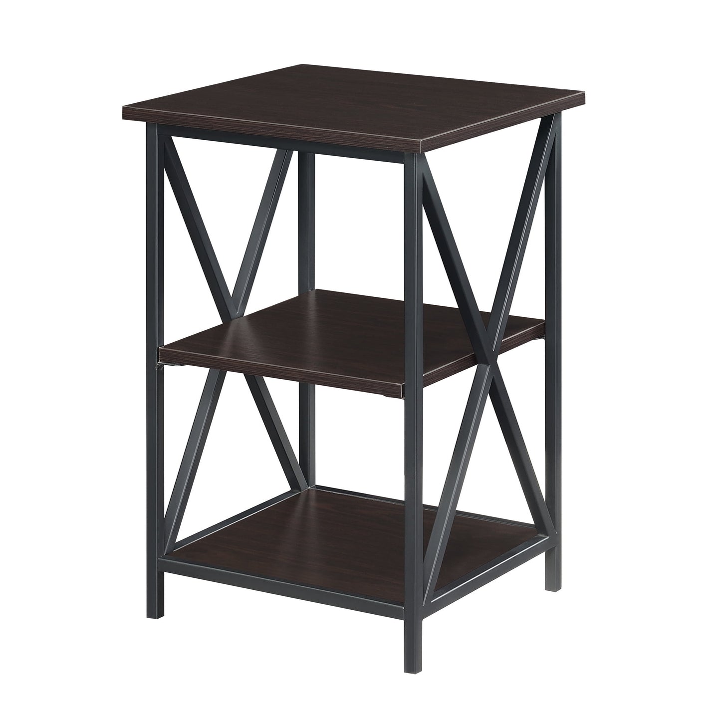 Convenience Concepts Tucson End Table with Shelves, Espresso/Black