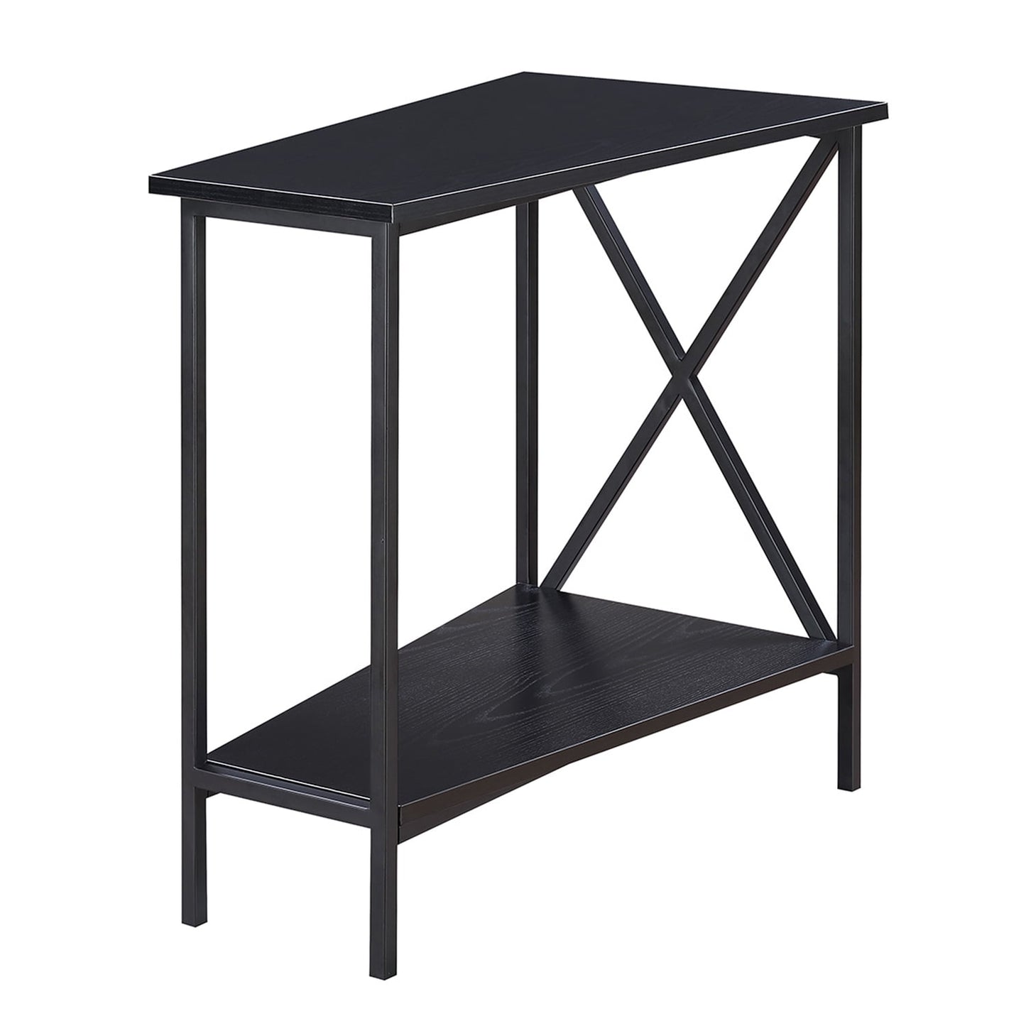 Convenience Concepts Tucson Wedge End Table with Shelf, Black