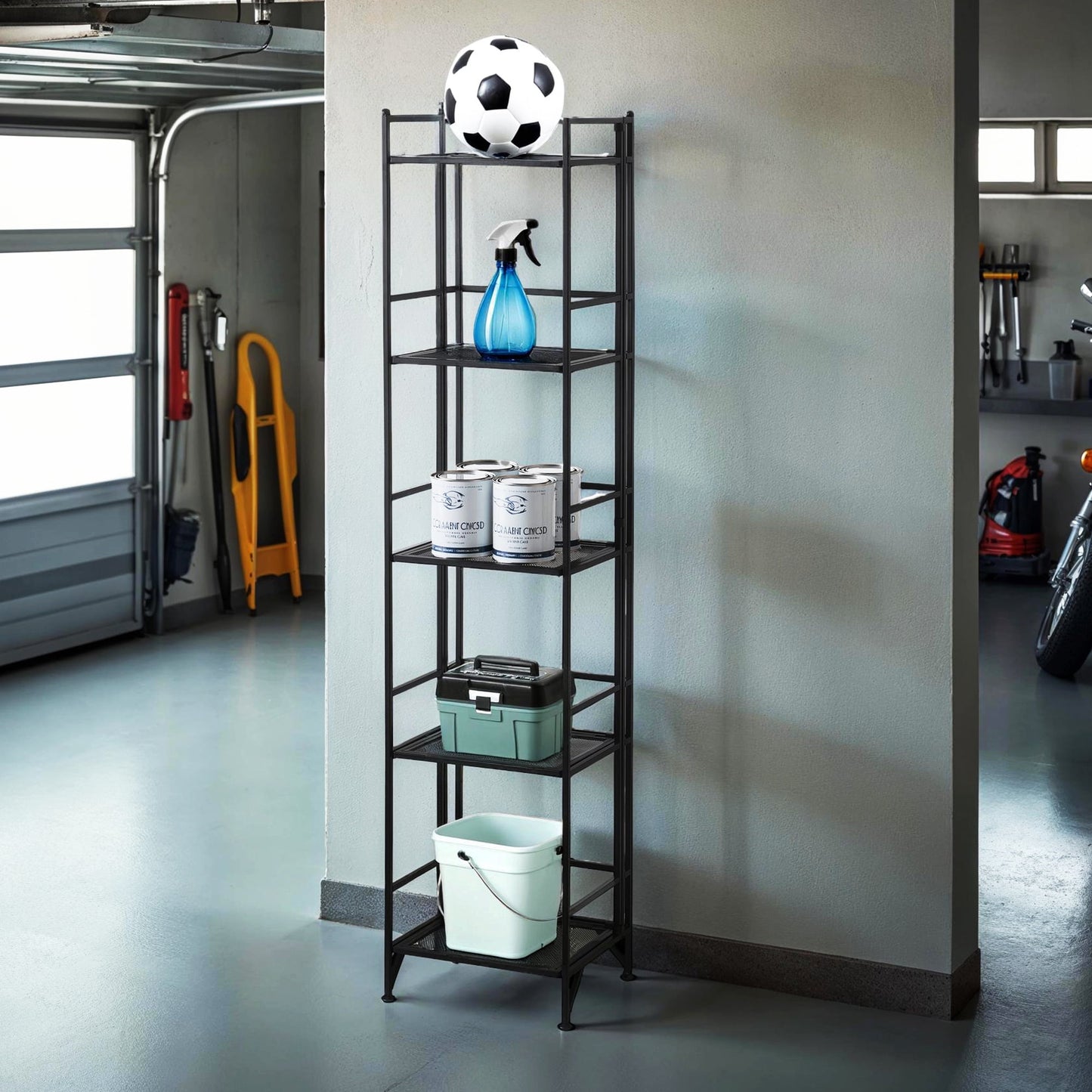 Convenience Concepts Xtra Storage 5 Tier Folding Metal Mesh Shelf, White