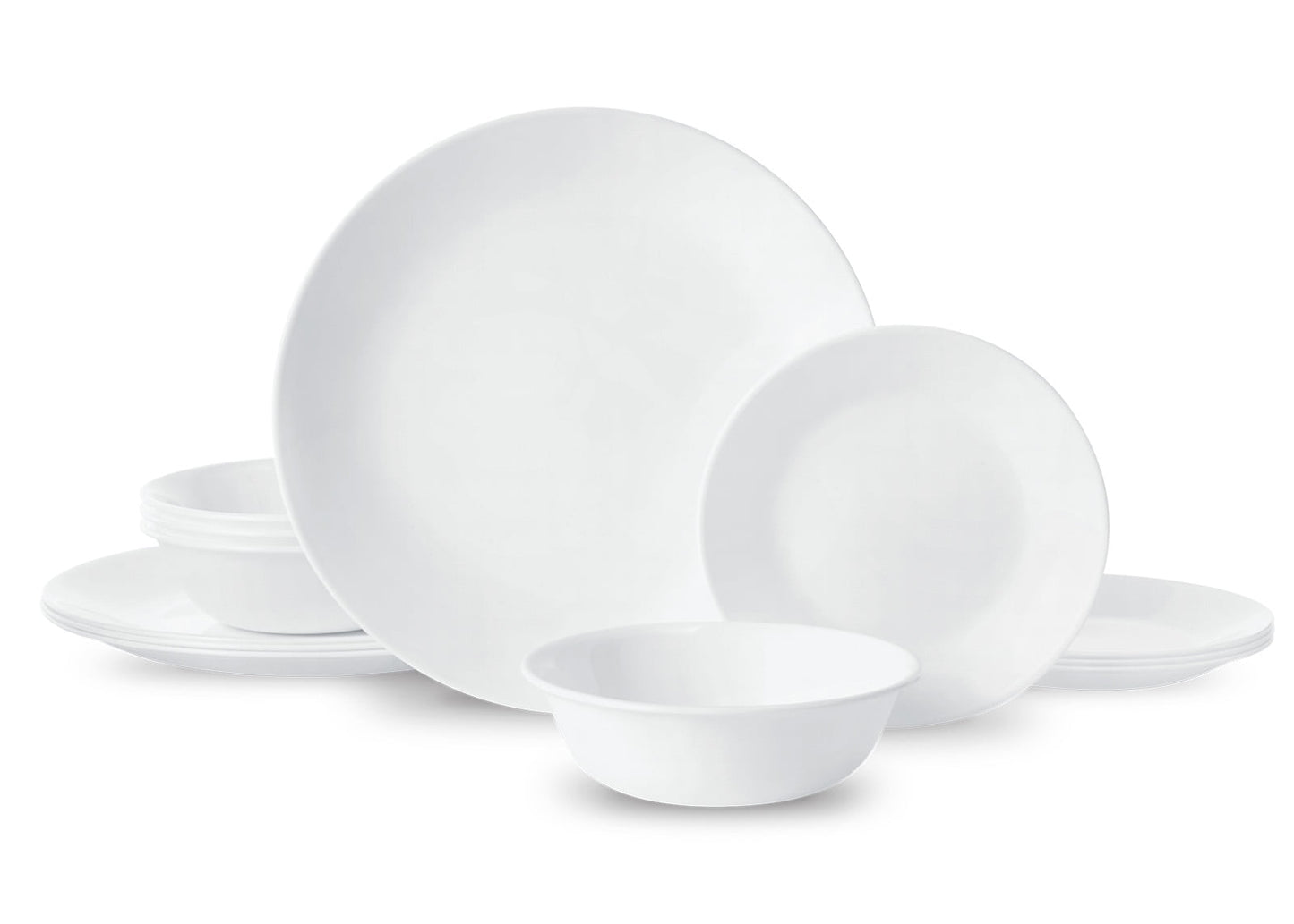 Corelle Winter Frost White Juego de Vajilla de Vidrio de 12 Piezas (Servicio para 4)