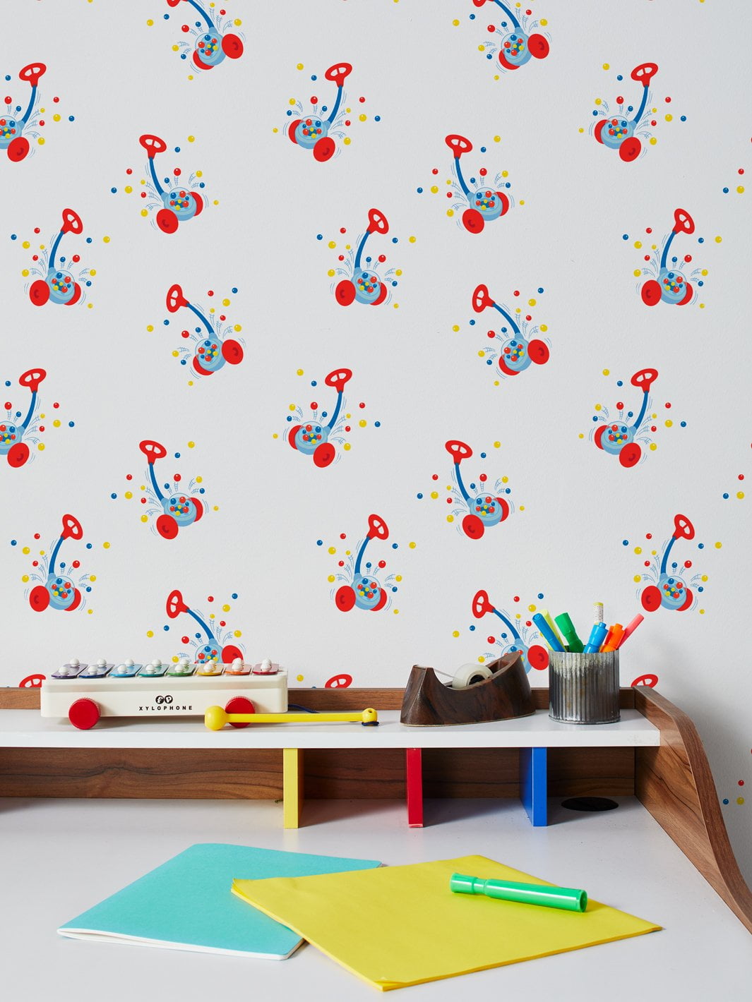 Corn Popper Removable Vinyl Wallpaper By Fisher-Price - White