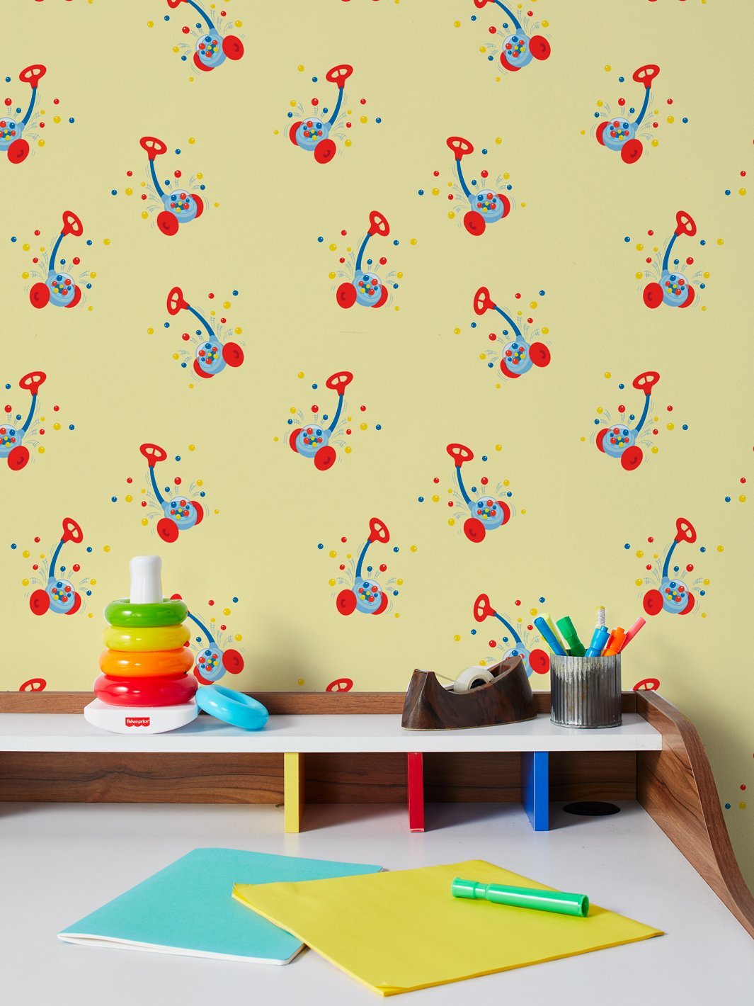 Papel Pintado de Vinilo ExtraÃble Corn Popper de Fisher-Price - Amarillo