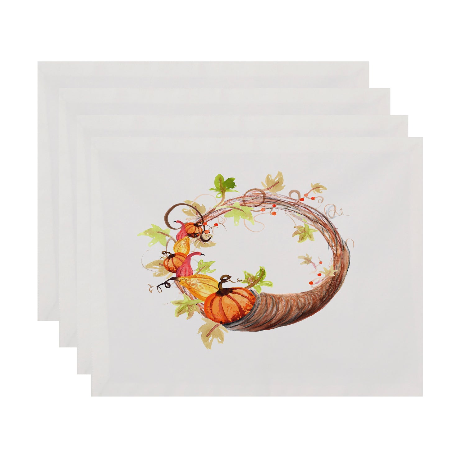 Cornicopia Wreath 18 x 14 Inch Cream Fall Print Placemat (Set of 4)