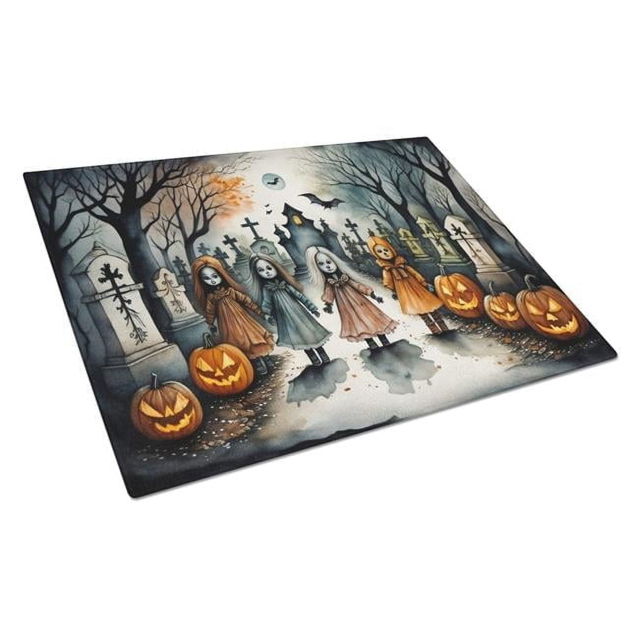 Creepy Dolls Spooky Halloween Glass Cutting Board Large 12 in x 15 in