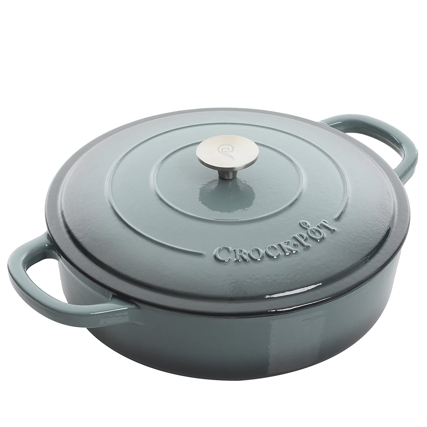 Crock Pot 112001.02 Artisan Enameled 5 Quart Cast Iron Braiser Pan and Lid, Gray