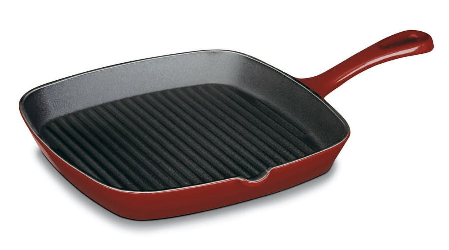 Cuisinart Chef'S Classic Enameled Cast Iron 9.25" Square Grill Pan-Cardinal Red