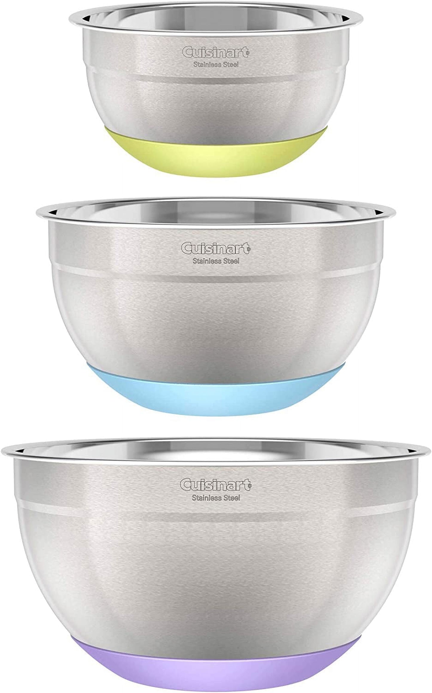 Cuisinart 3-Piece Stainless Steel Mixing Bowls with Nonslip Base, 1.5qt, 3qt & 5qt