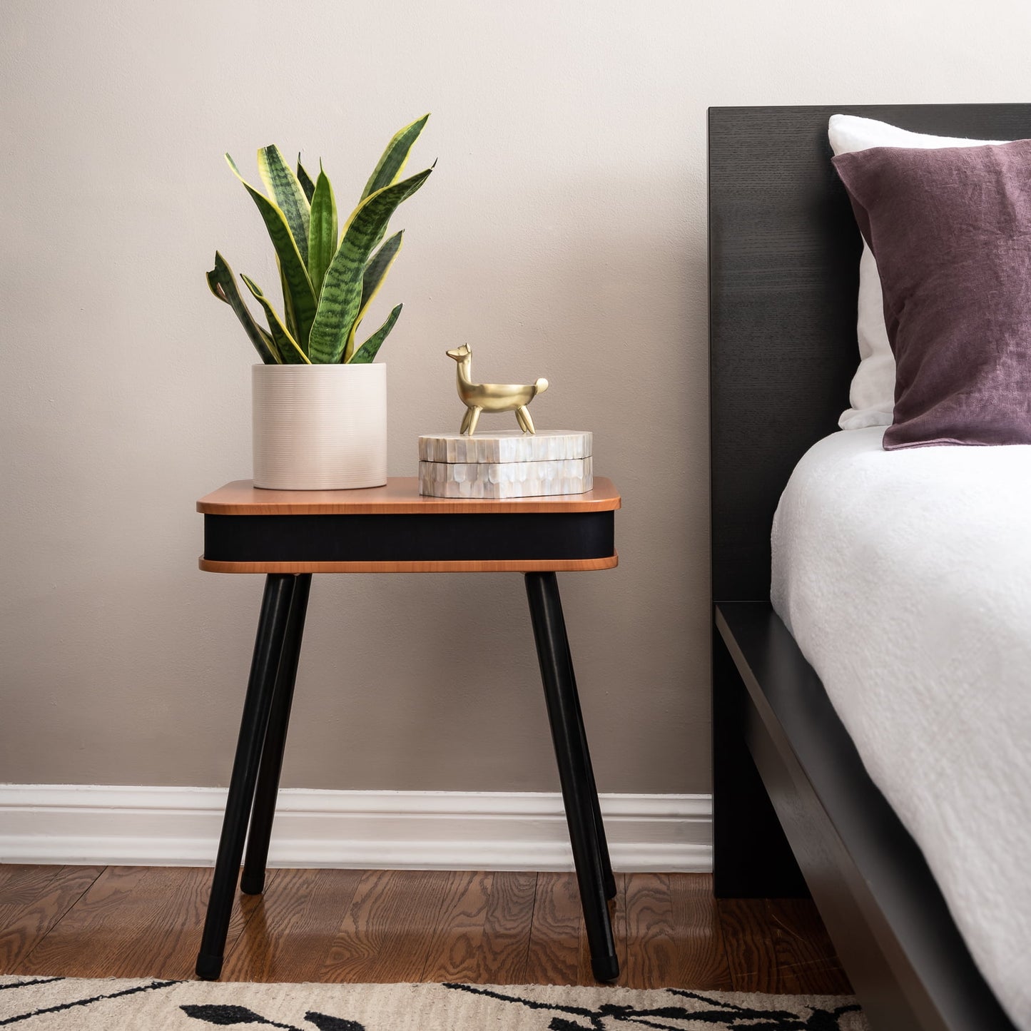 DPI DecorTech Rectangular End Table with Bluetooth Speaker and USB Charging Port, Walnut