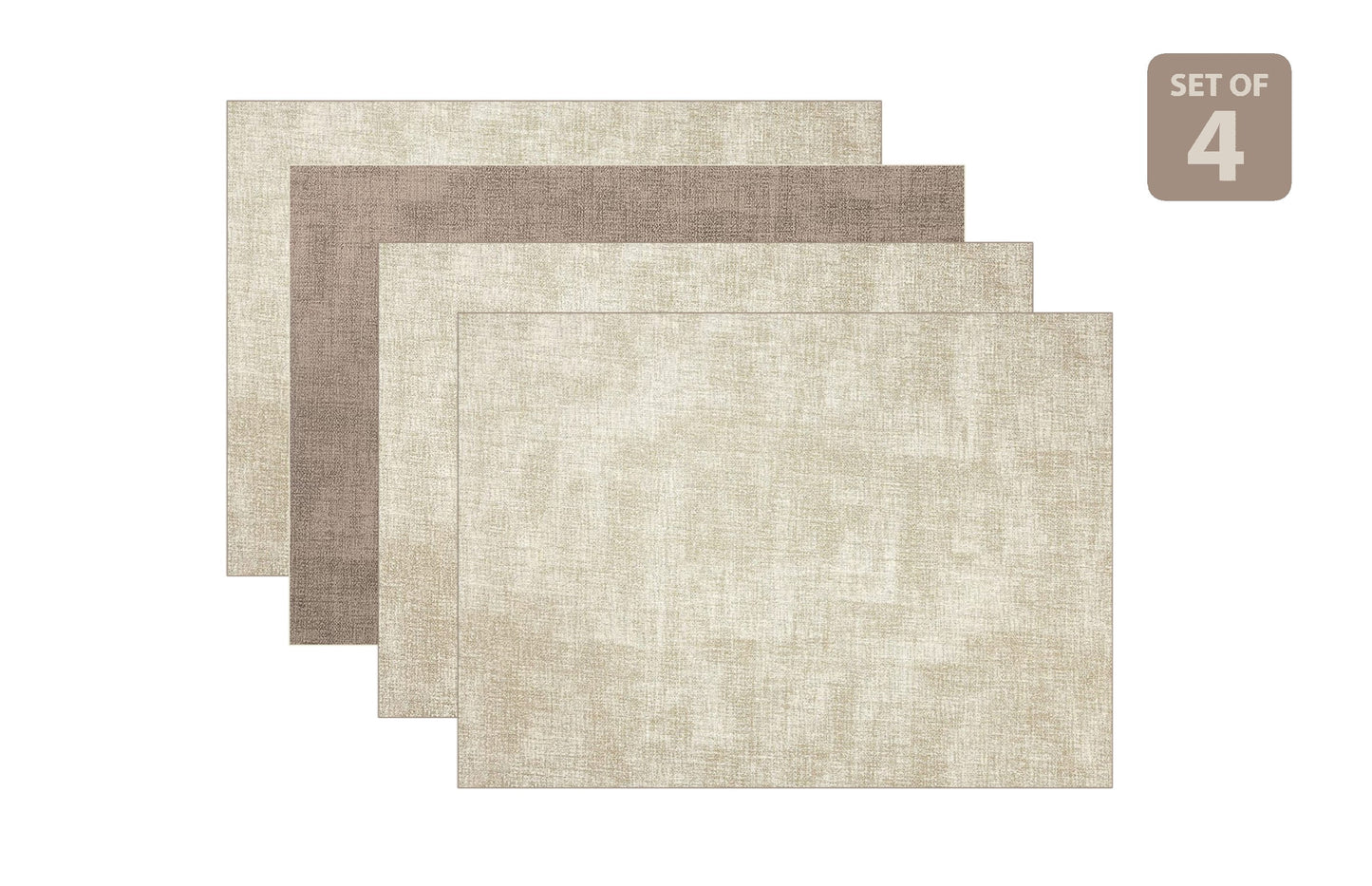 Dainty Home Amalfi Faux Leather Reversible 2 Pattern 12 x 18 Rectangular Placemats, Set Of 4, Blue