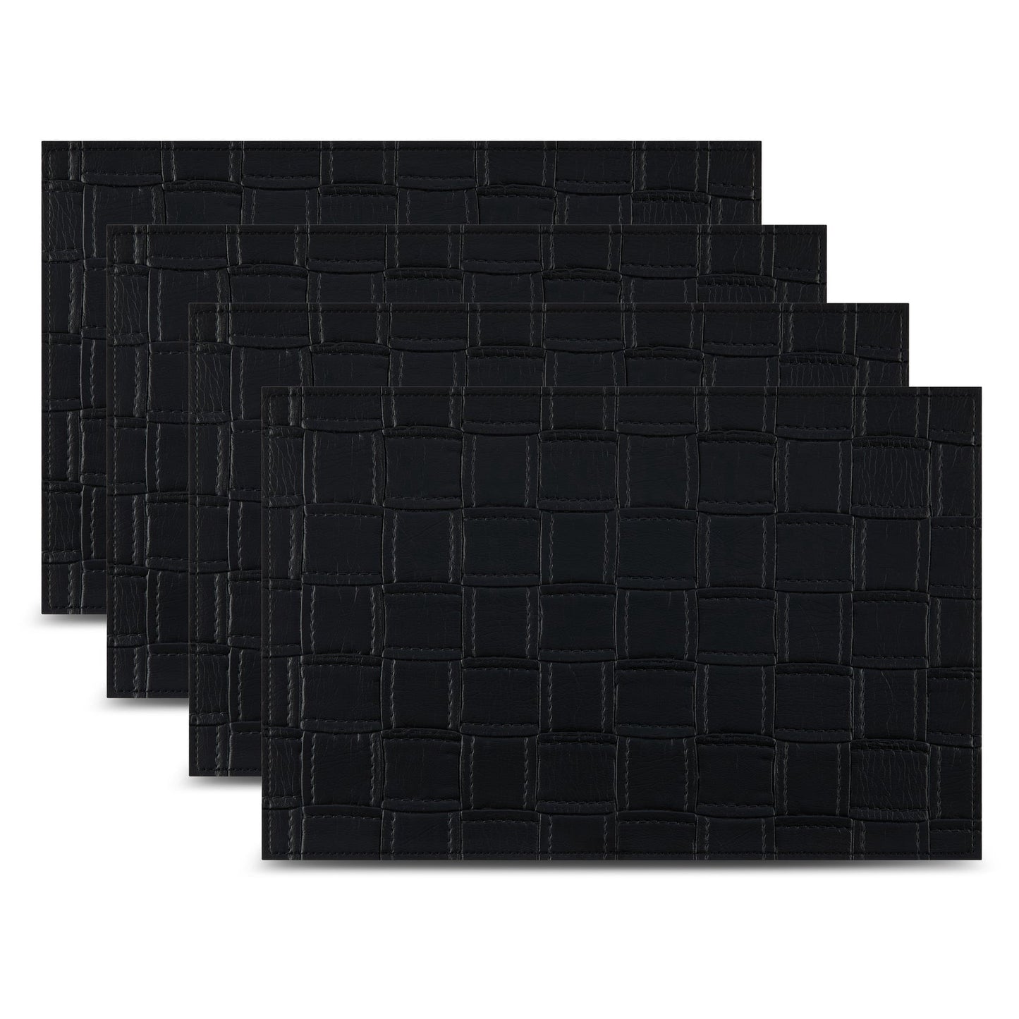 Ala Carte by Dainty Home Bostonian Quilted Textured Faux Leather Placemats – Set of 4, Reversible, Non-Slip, Washable, Heat & Tear Resistant – 12x18 in Dining Table Mats