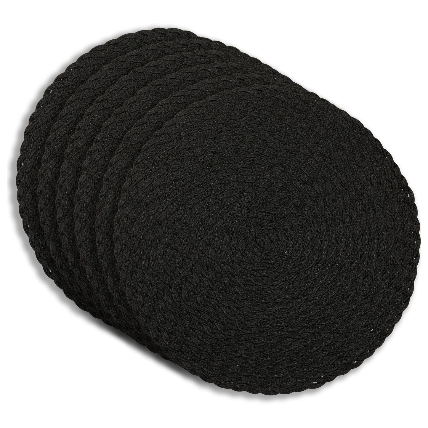 Dainty Home Set of 6 Placemats | Elegant and Durable | 15x15 in Round Woven Non-Slip Washable Place Mats | Tear-Resistant Heat | Resistant Placemats