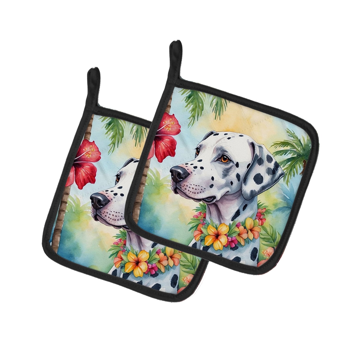 Dalmatian Luau Pair of Pot Holders