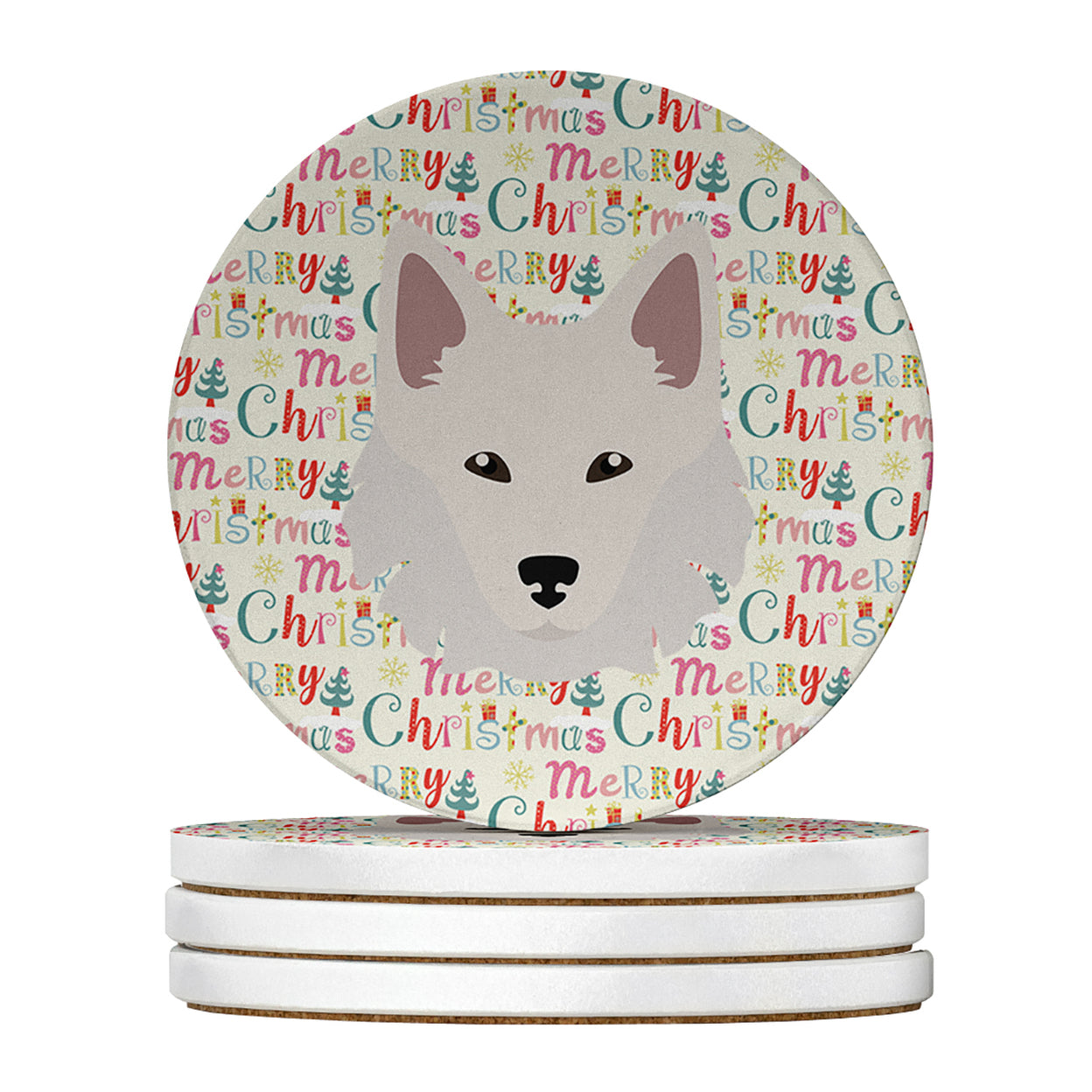 Danish Spitz Merry Christmas Large Sandstone Coasters Pack of 4 4 in x 4 in