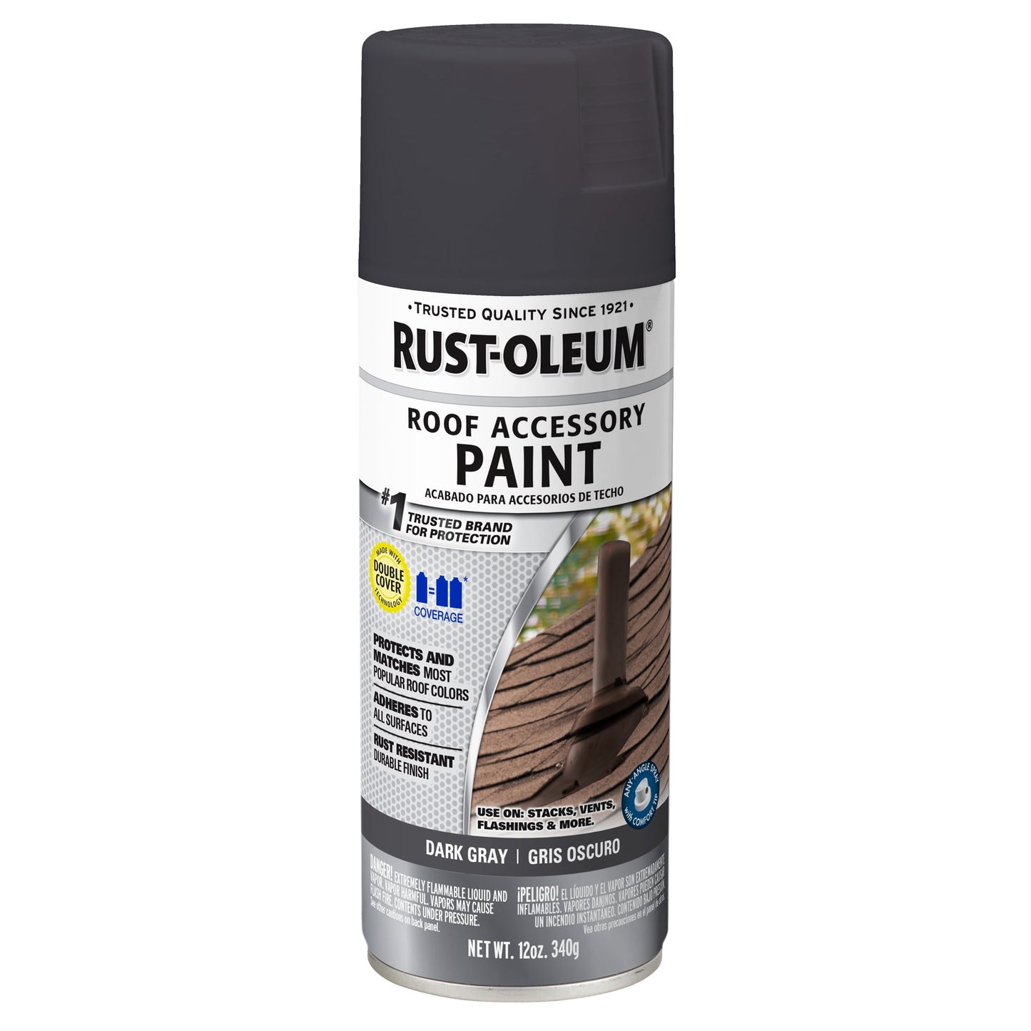6 Pack, Dark Gray, Rust-Oleum Roof Accessory Coating Flat Spray Paint- 302123, 12 oz.