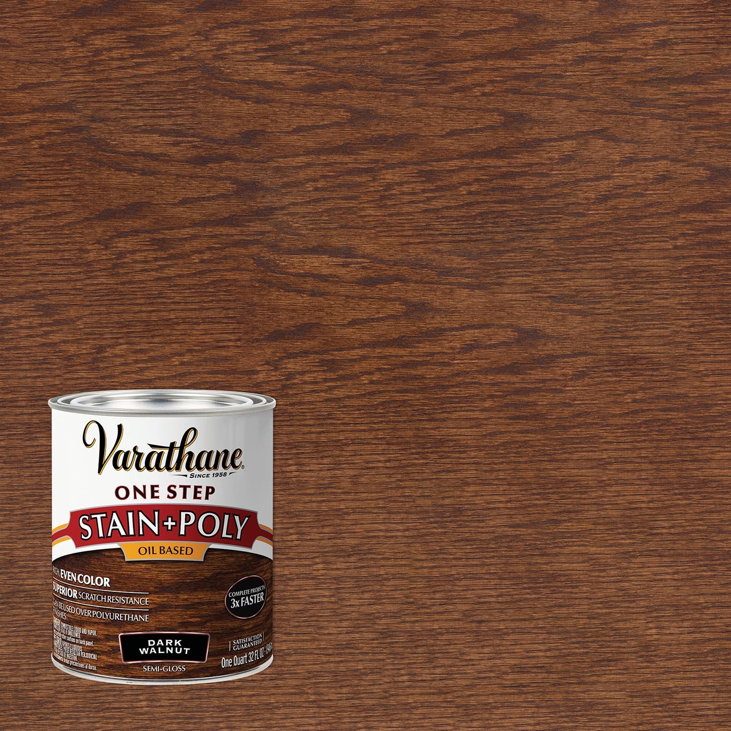 2 Pack, Dark Walnut, Varathane Stain + Polyurethane Oil-Based, Semi-Gloss -225250H, Quart